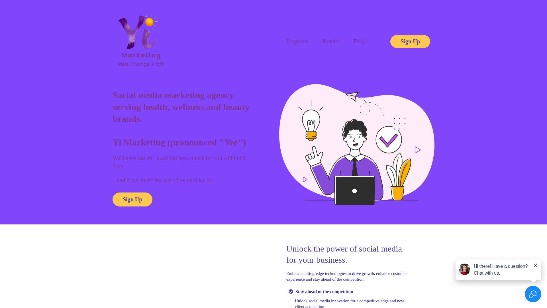 website screenshot of https://yimarketing.co