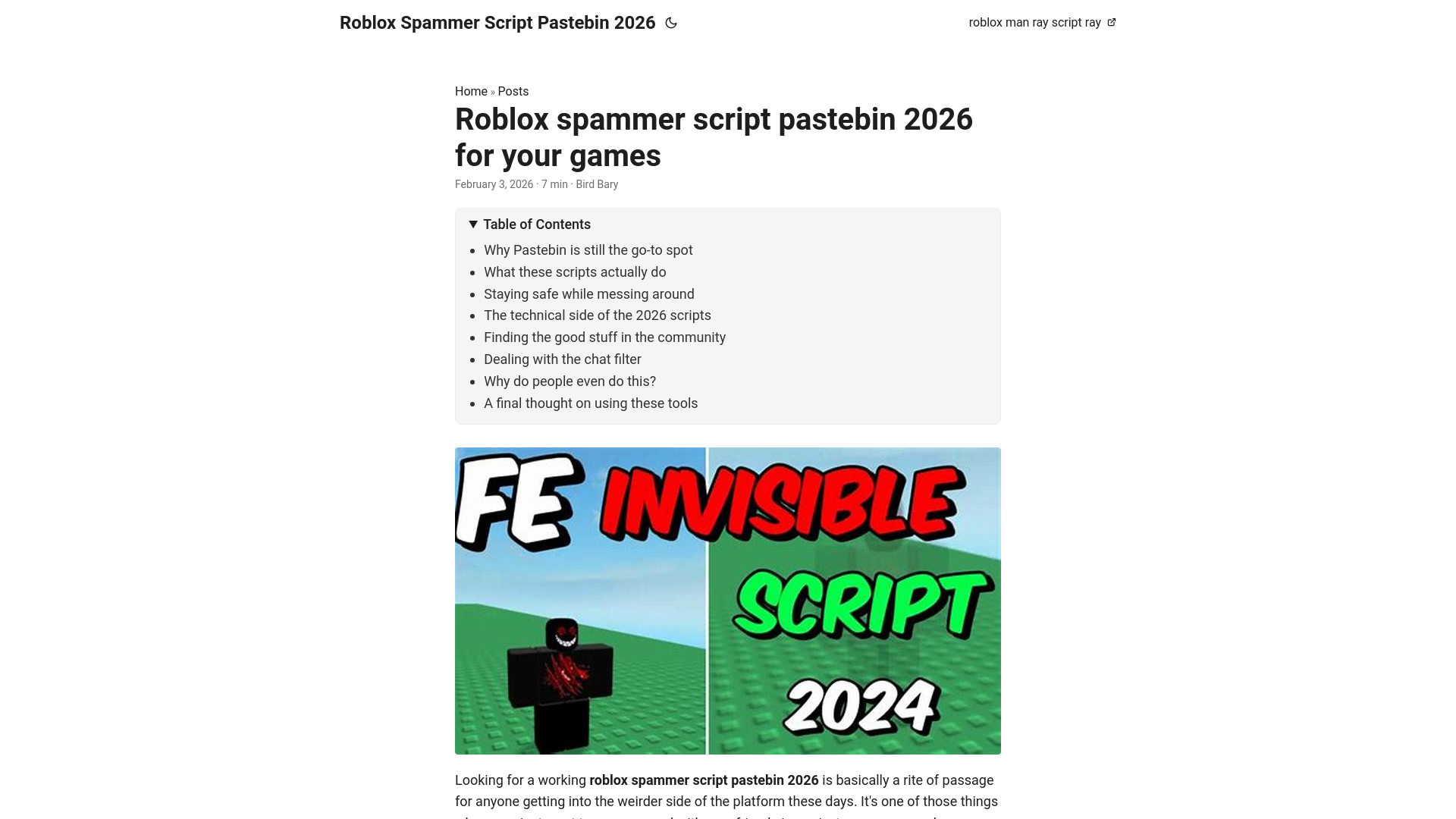 website screenshot of https://roblox-spammer-script-pastebin-2026.pages.dev/