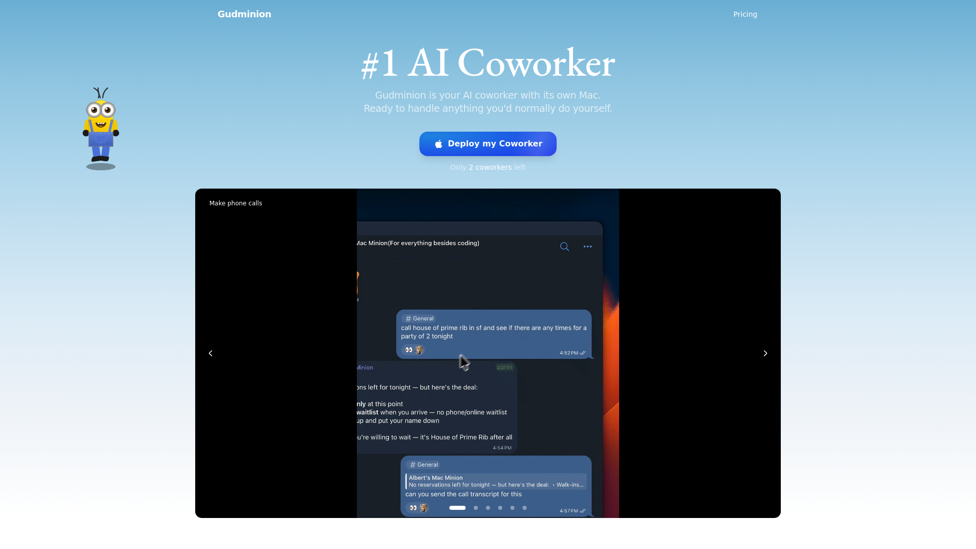 website screenshot of https://gudminion.com/
