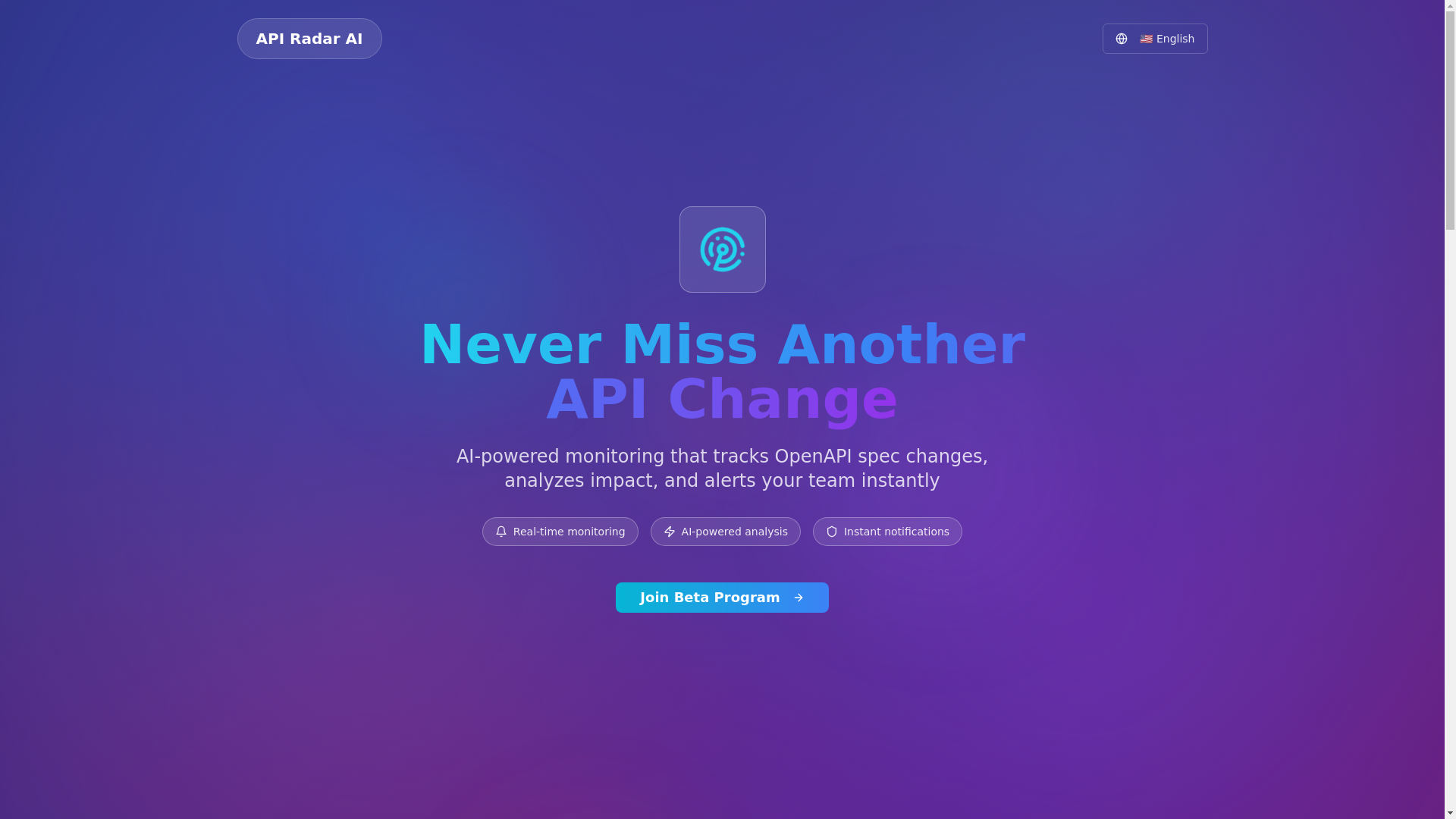 website screenshot of https://apiradar.tech/