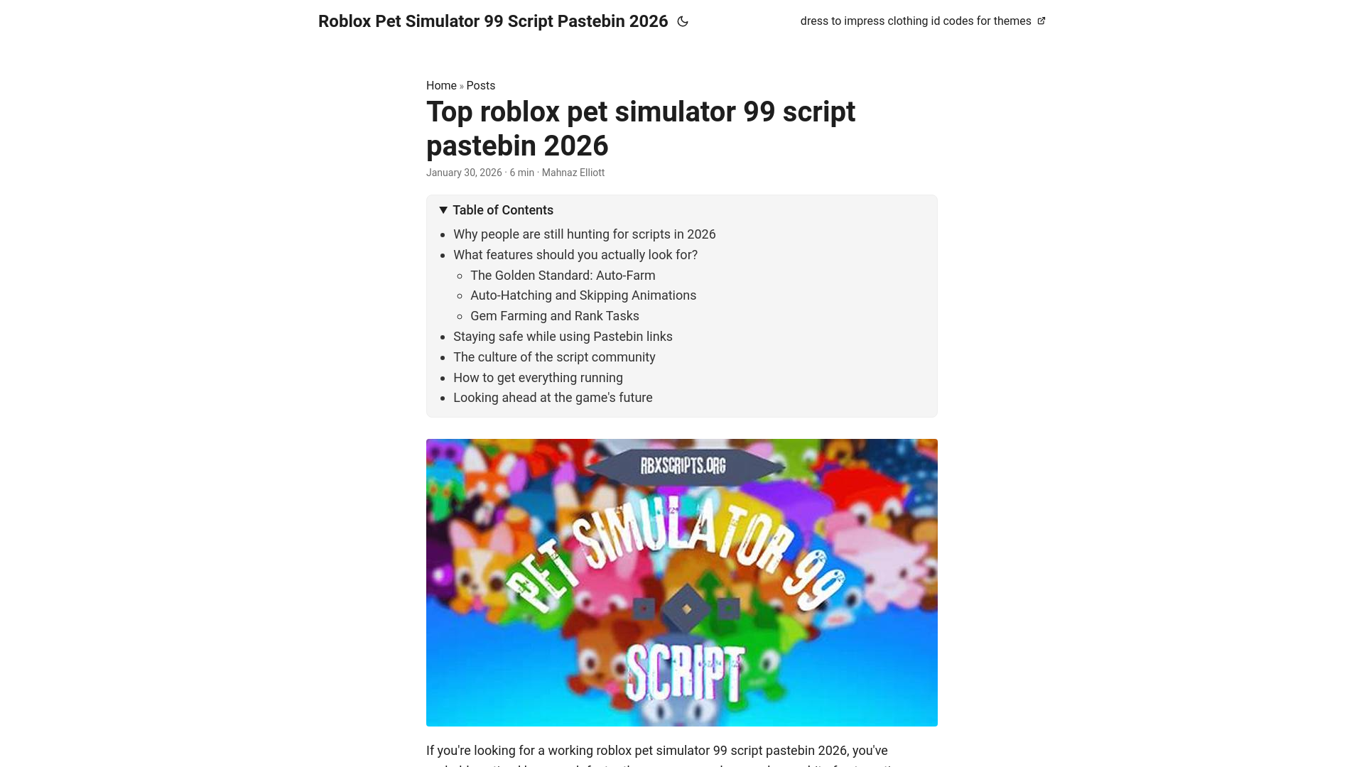 website screenshot of https://roblox-pet-simulator-99-script-pastebin-2026.pages.dev/