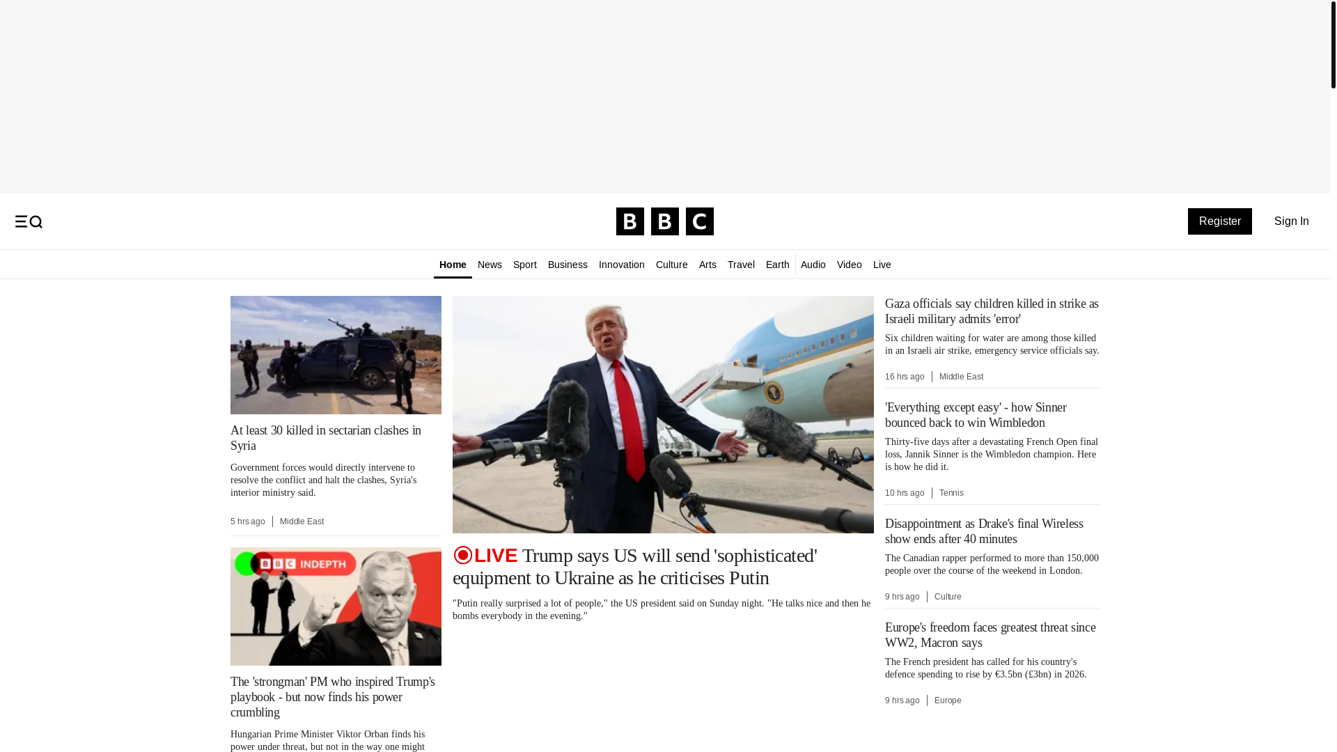 website screenshot of https://www.bbc.co.uk/