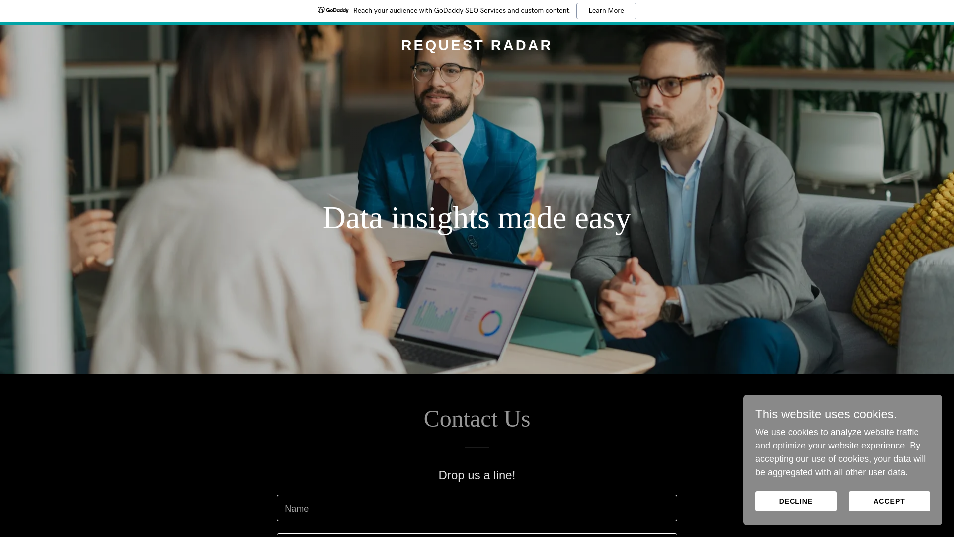 website screenshot of https://requestradar.io/