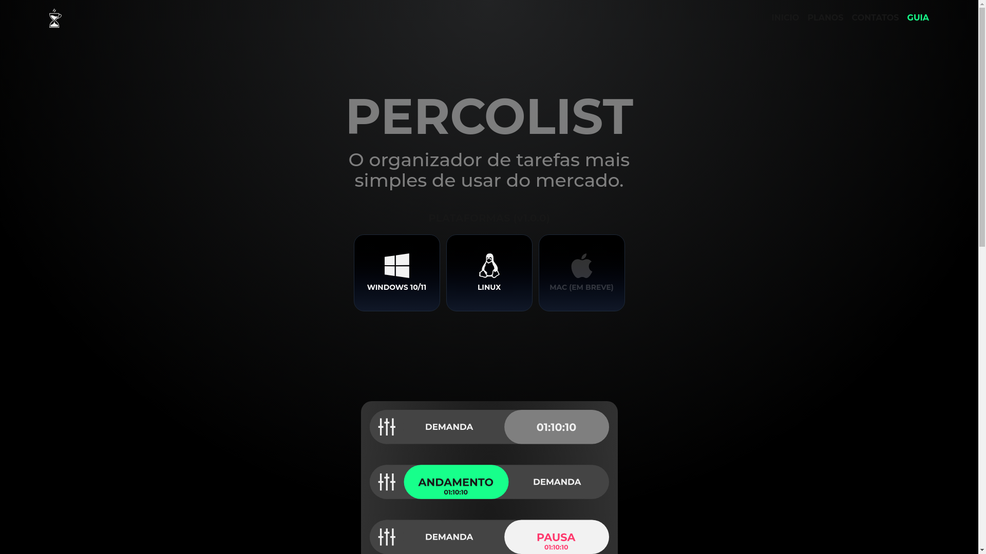 website screenshot of https://percolist.com.br/