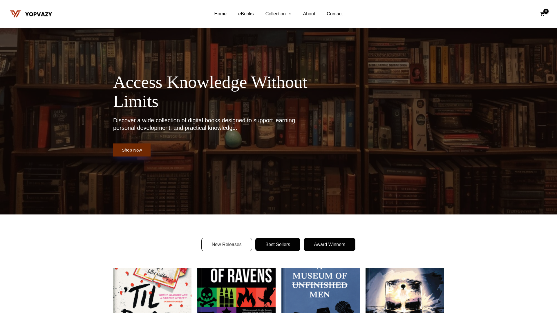 website screenshot of https://yopvazyebooks.com/