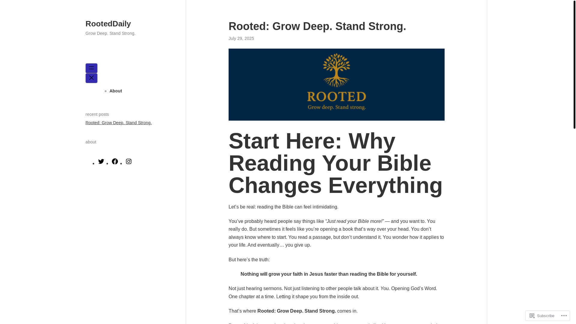 website screenshot of https://rooted-daily.blog/