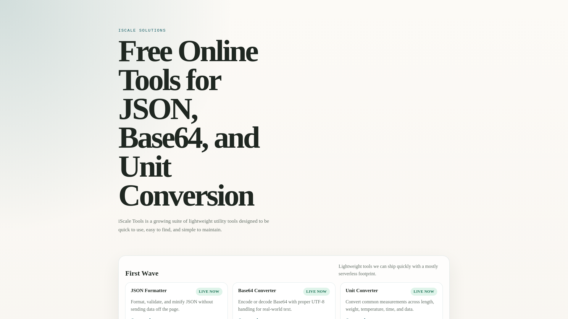 website screenshot of https://iscale-tools.com