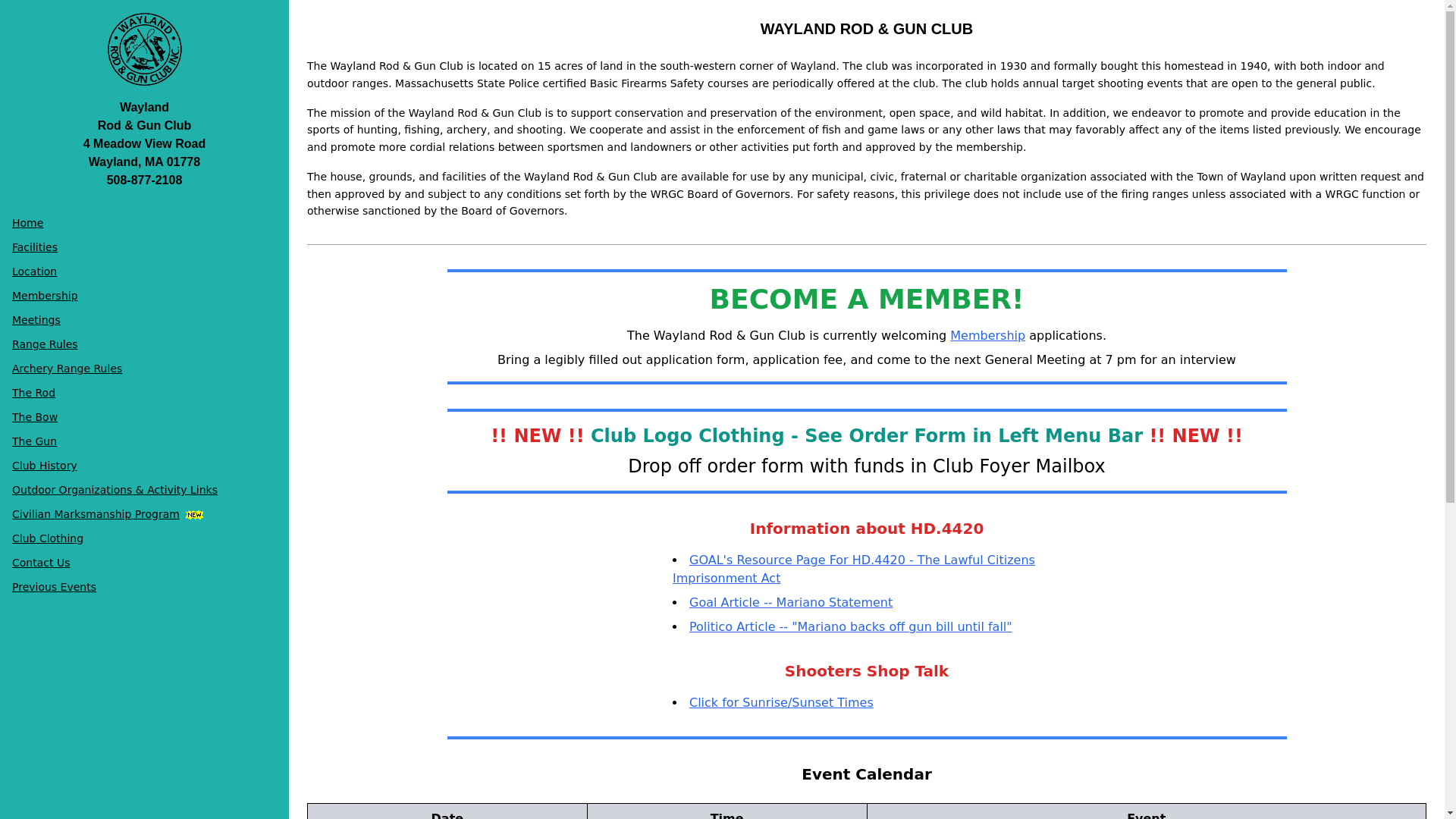 website screenshot of https://wayland-rod-and-gun-club.pages.dev/