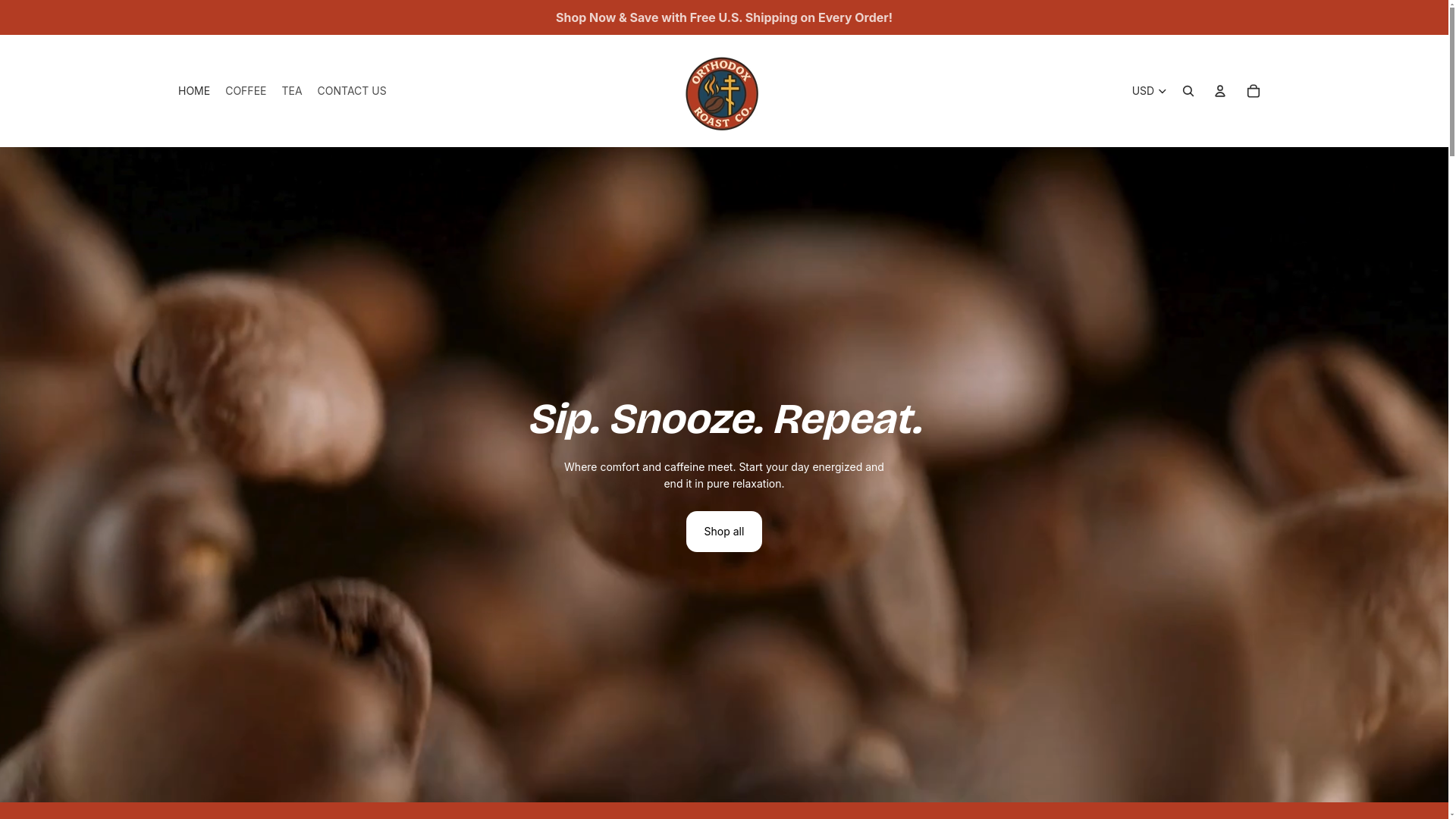 website screenshot of https://orthodoxroastco.com/