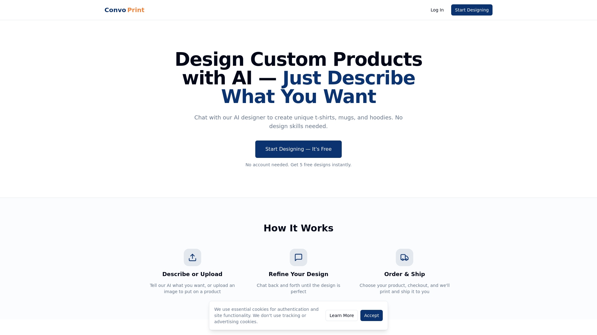 website screenshot of https://convoprint.pages.dev/