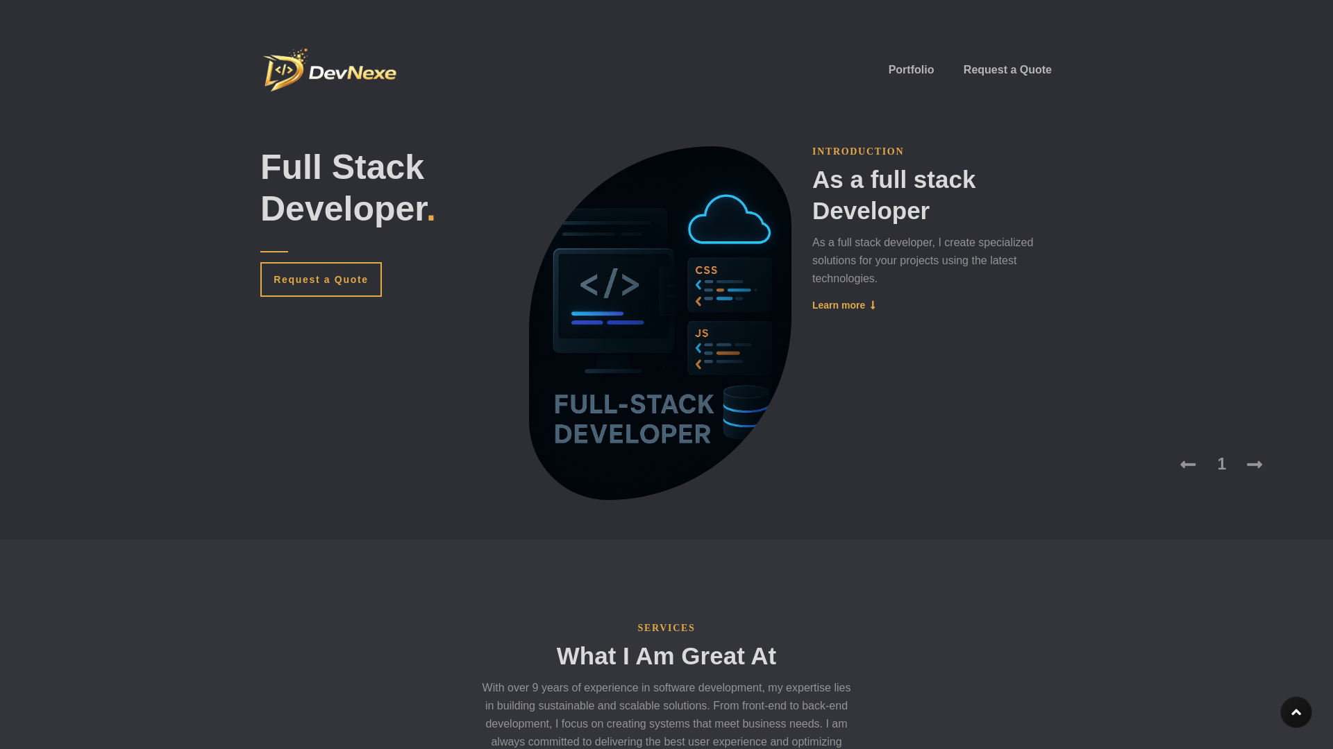 website screenshot of https://devnexe.com/