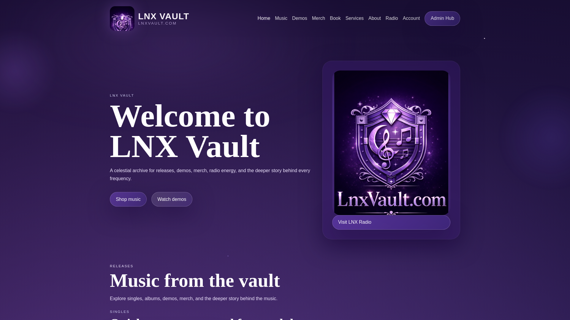 website screenshot of https://lnxvault.com/