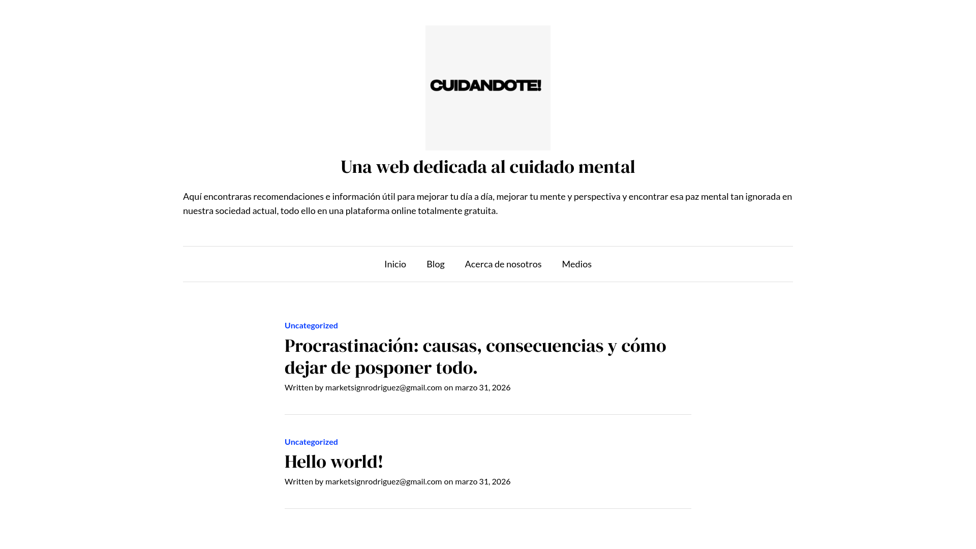 website screenshot of https://cuidandote.eu/