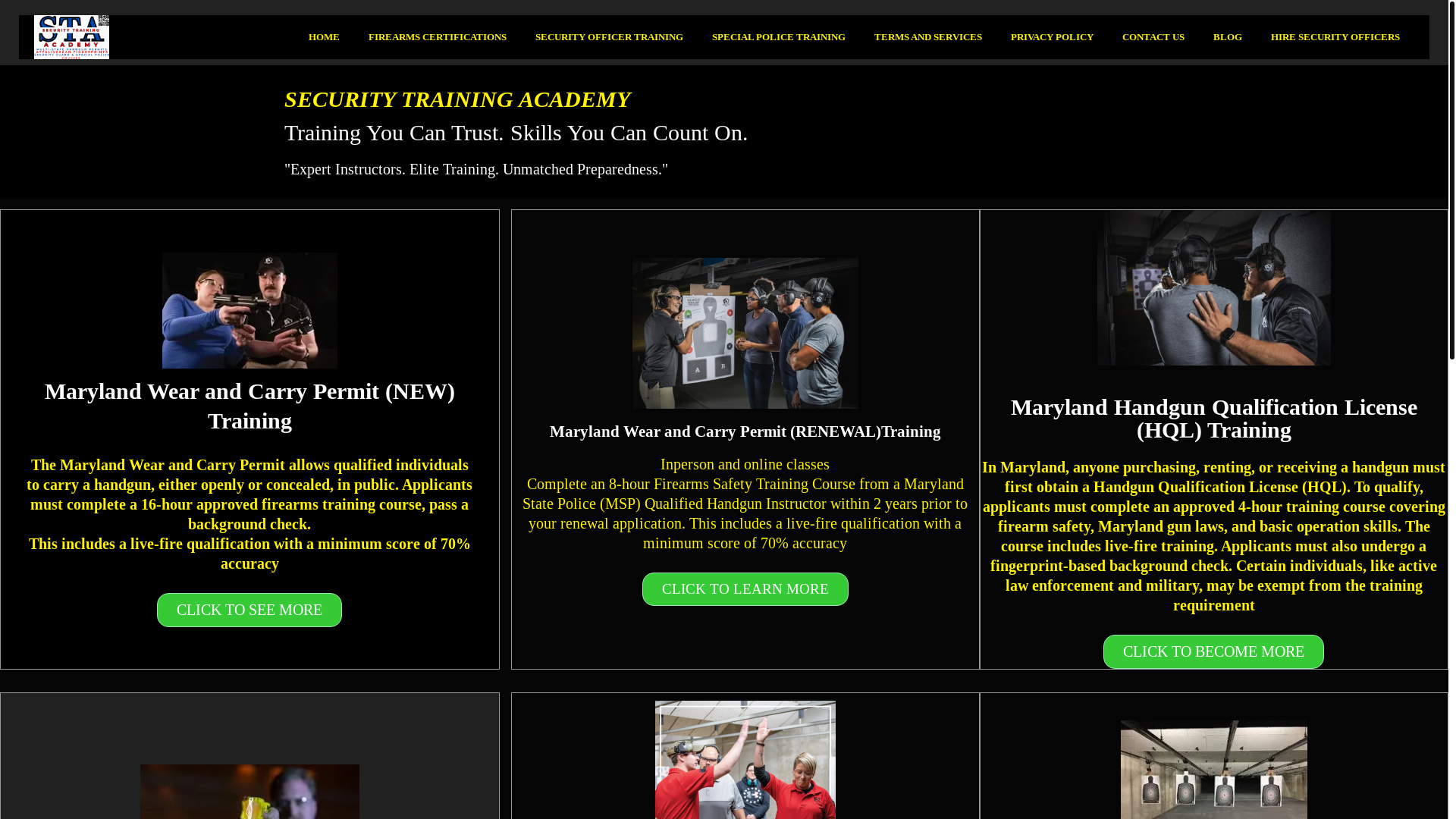 website screenshot of https://mdhandgunclasses.com/