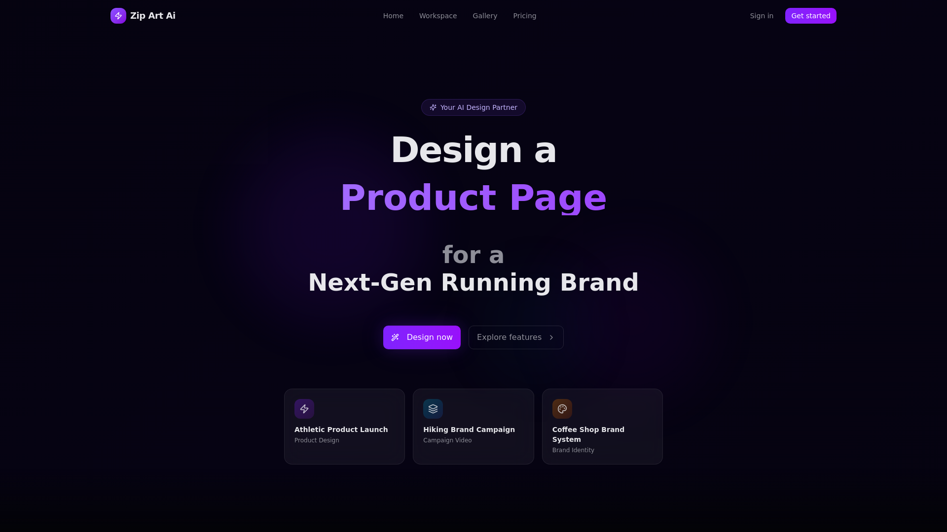 website screenshot of https://zipartai.com/
