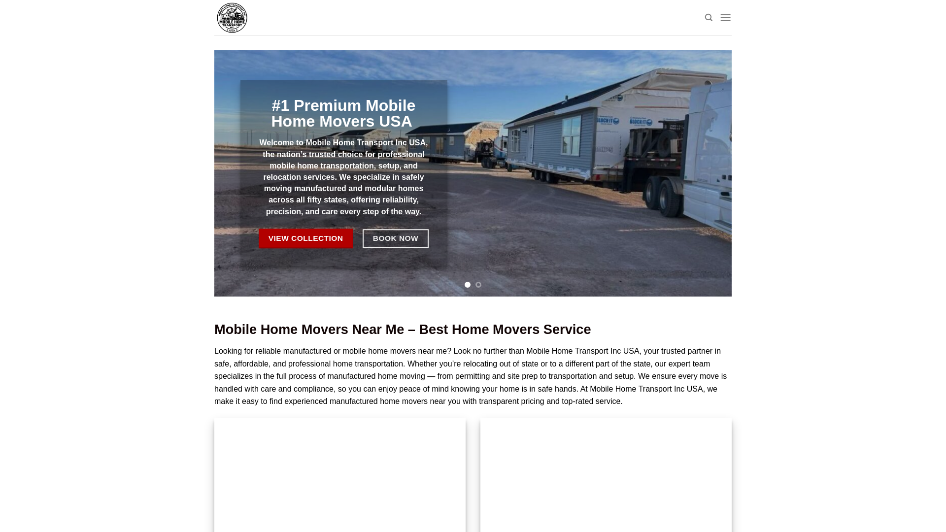 website screenshot of https://mobilehometransport.us/