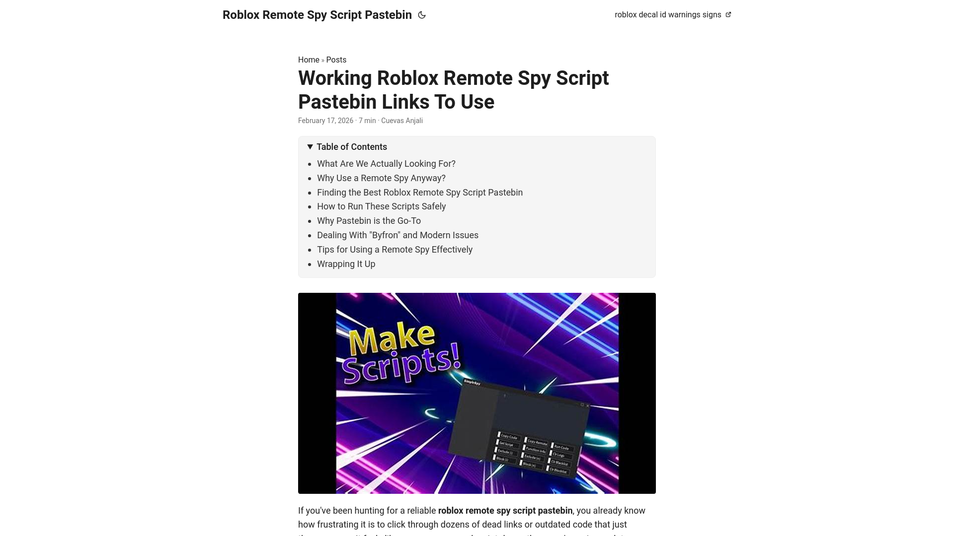 website screenshot of https://roblox-remote-spy-script-pastebin.pages.dev/