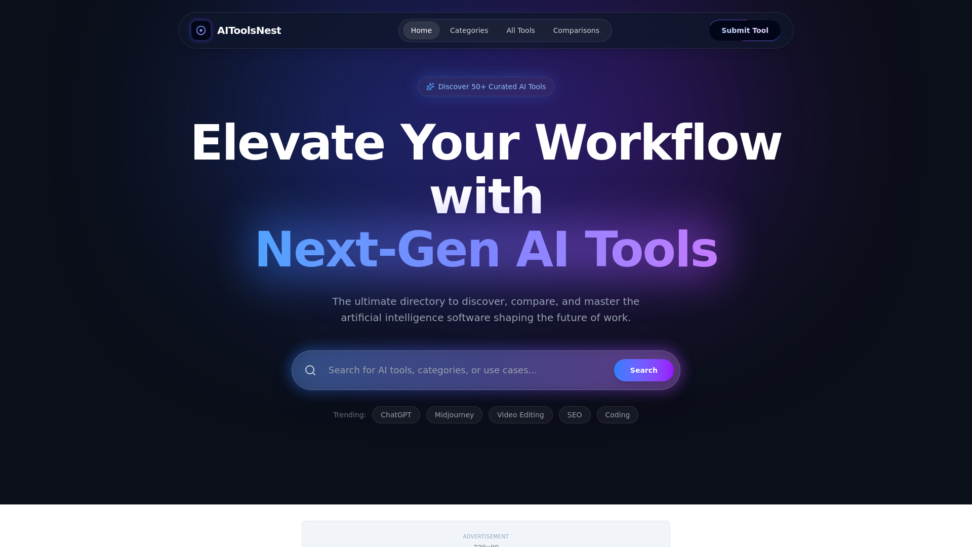 website screenshot of https://aitoolsnest.pages.dev/