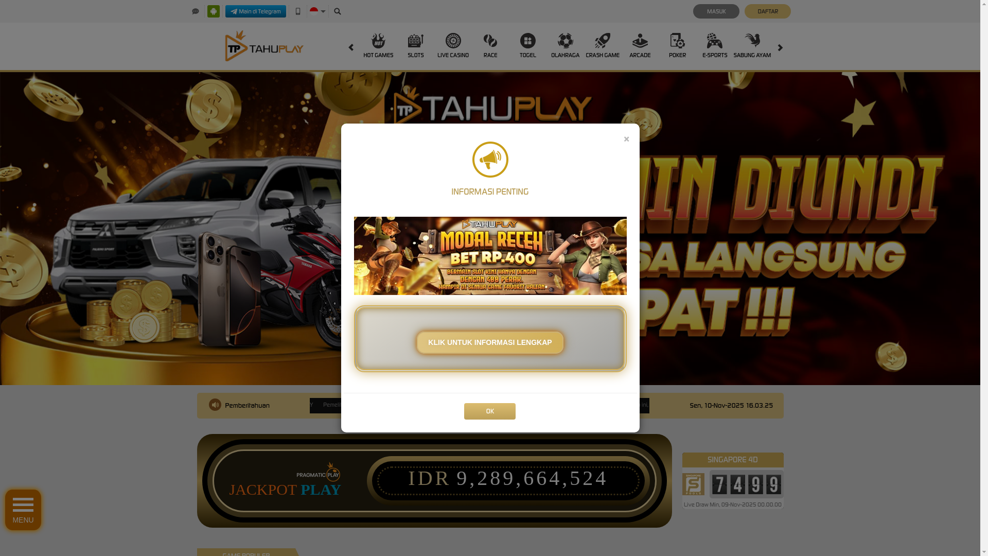 website screenshot of https://tahuplayai.com/