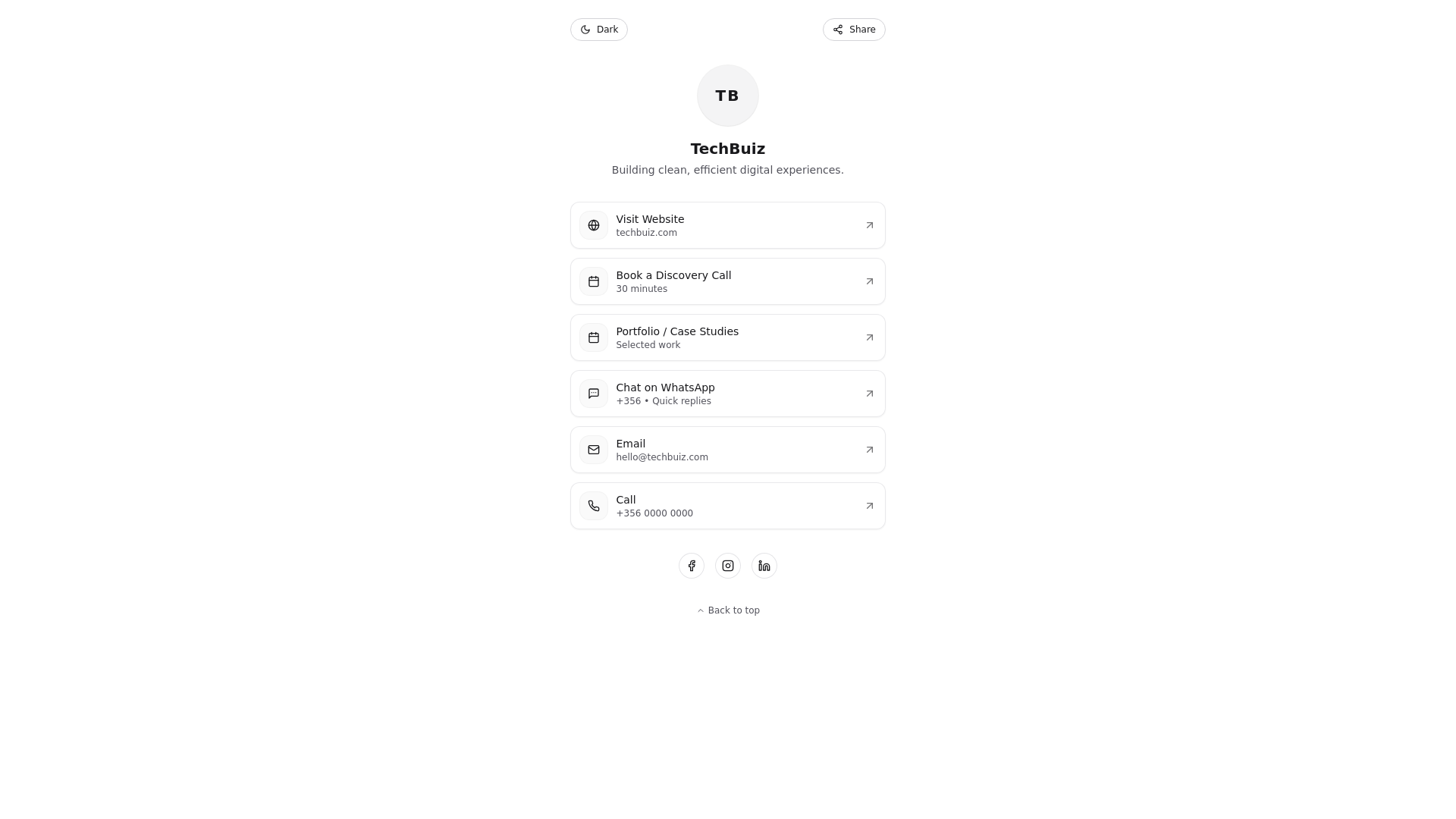 website screenshot of https://contact-page---techbuiz.pages.dev/