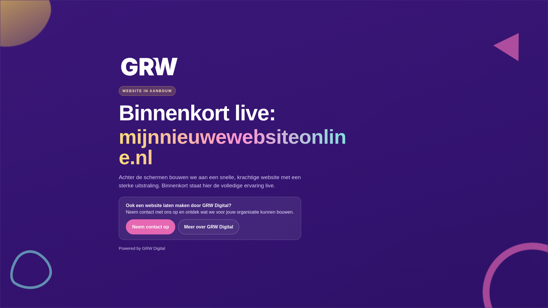website screenshot of https://mijnnieuwewebsiteonline.nl/