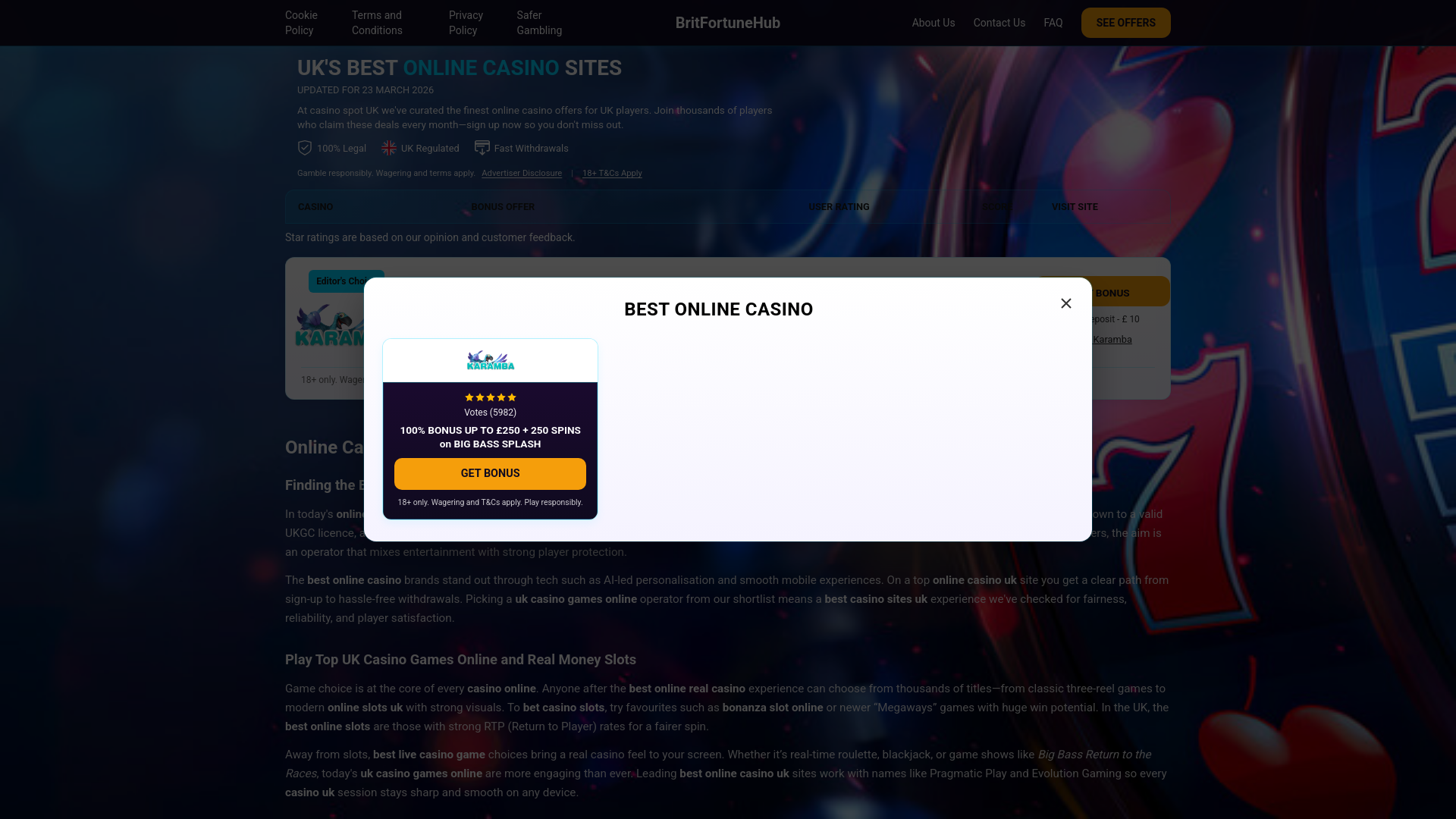 website screenshot of https://britfortunehub.com/