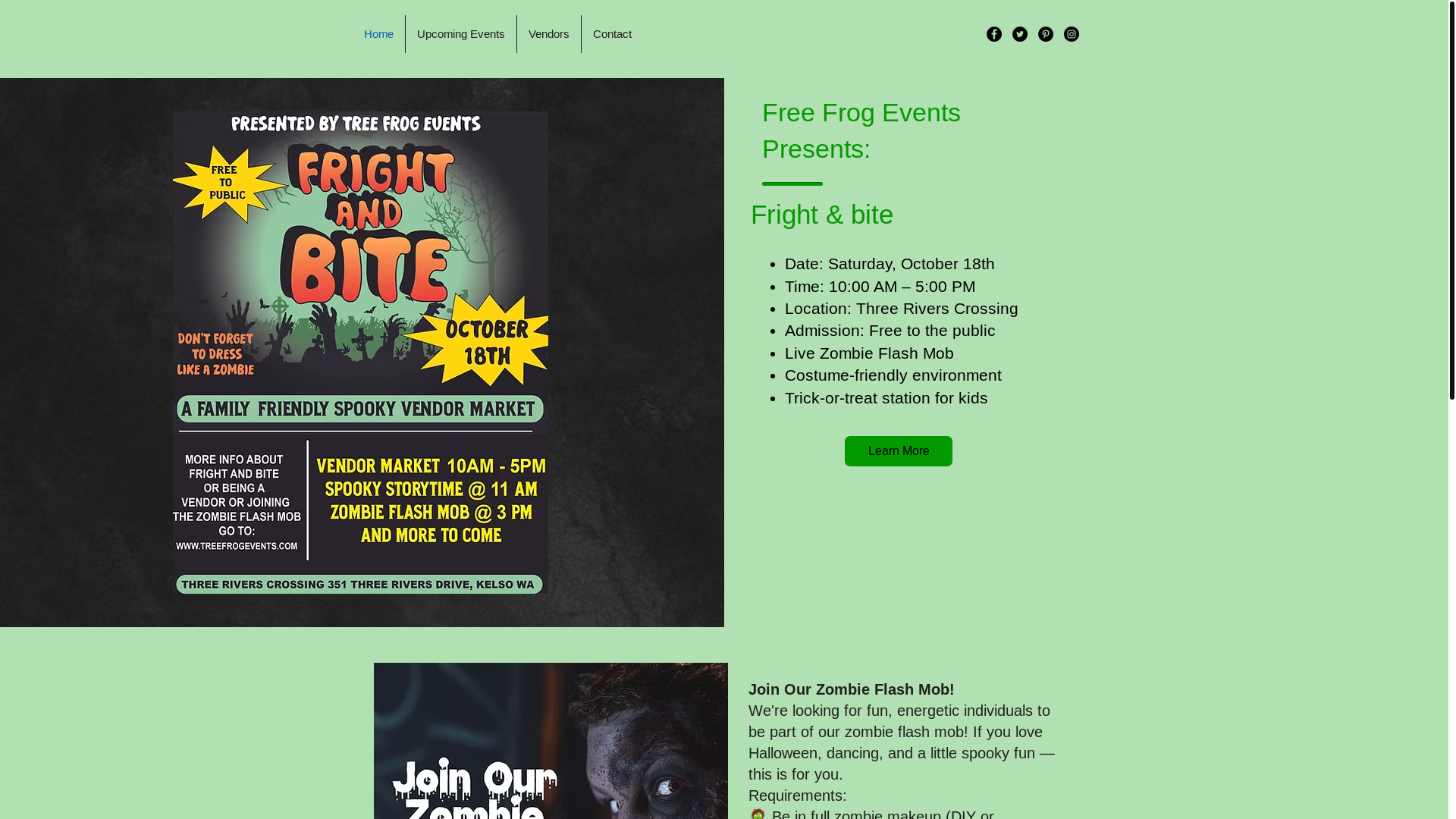 website screenshot of https://treefrogeventsandmarkets.com/