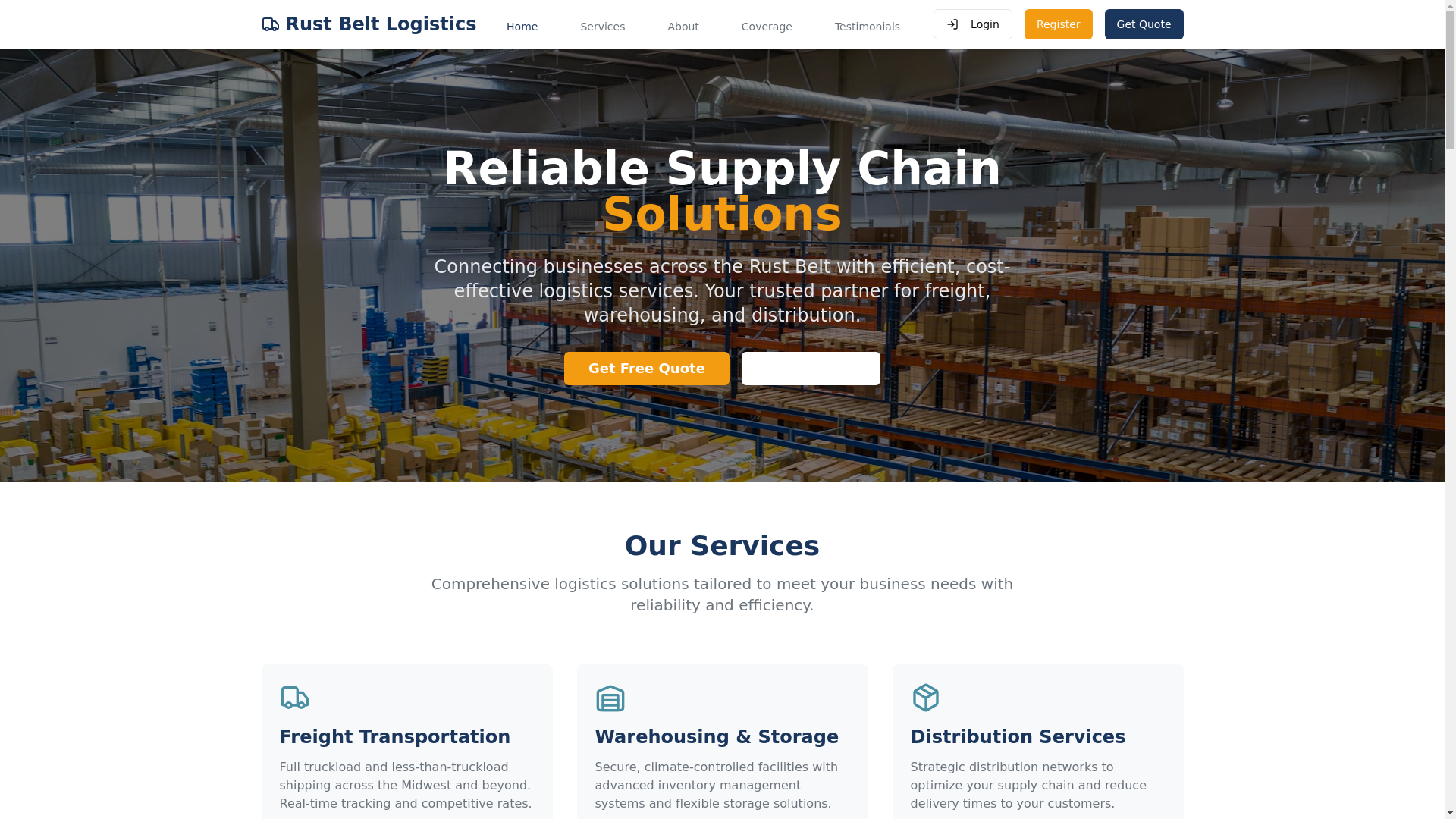 website screenshot of https://rustbeltlogistic.com/