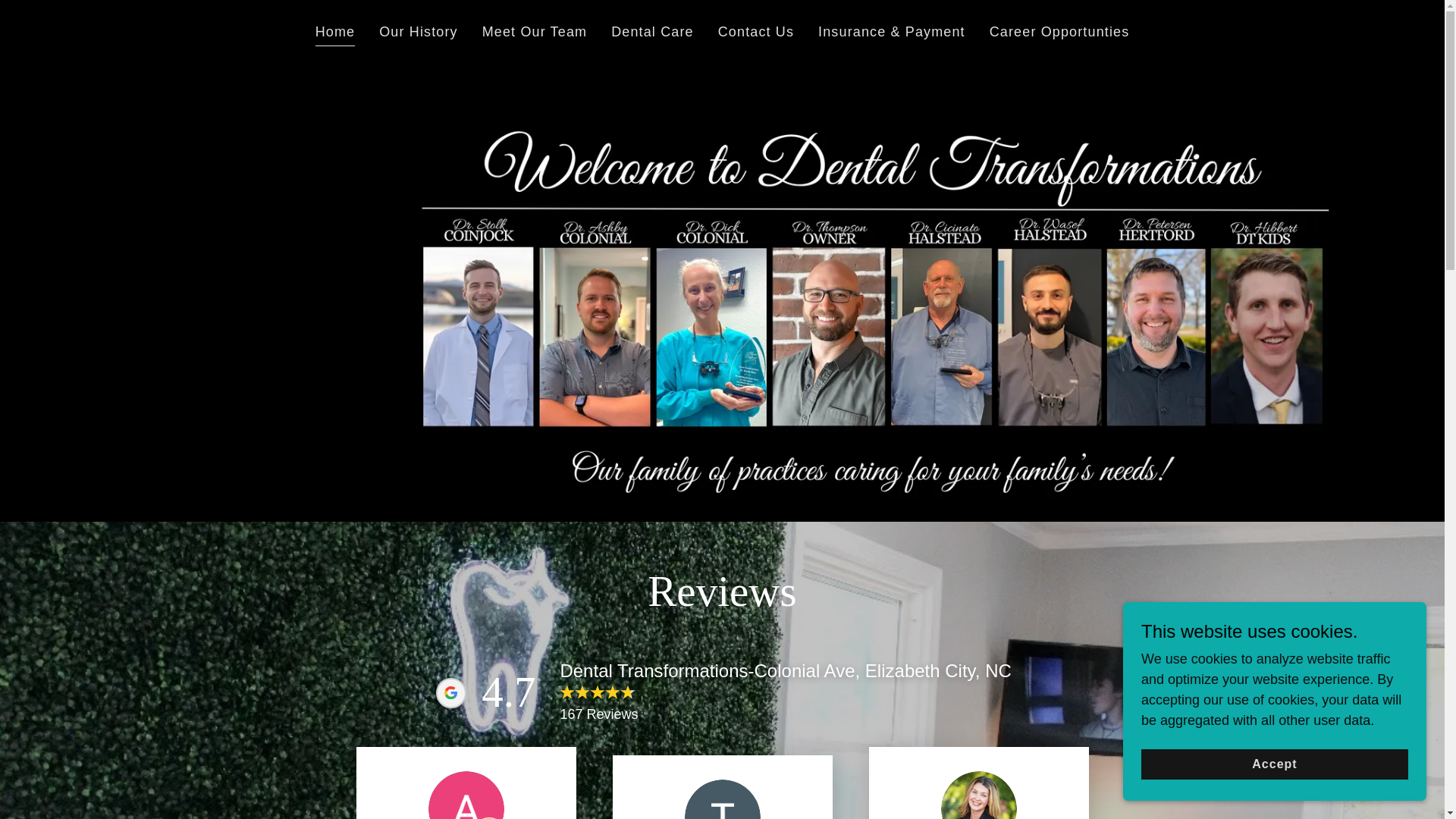 website screenshot of https://dentaltransformationsleland.com/