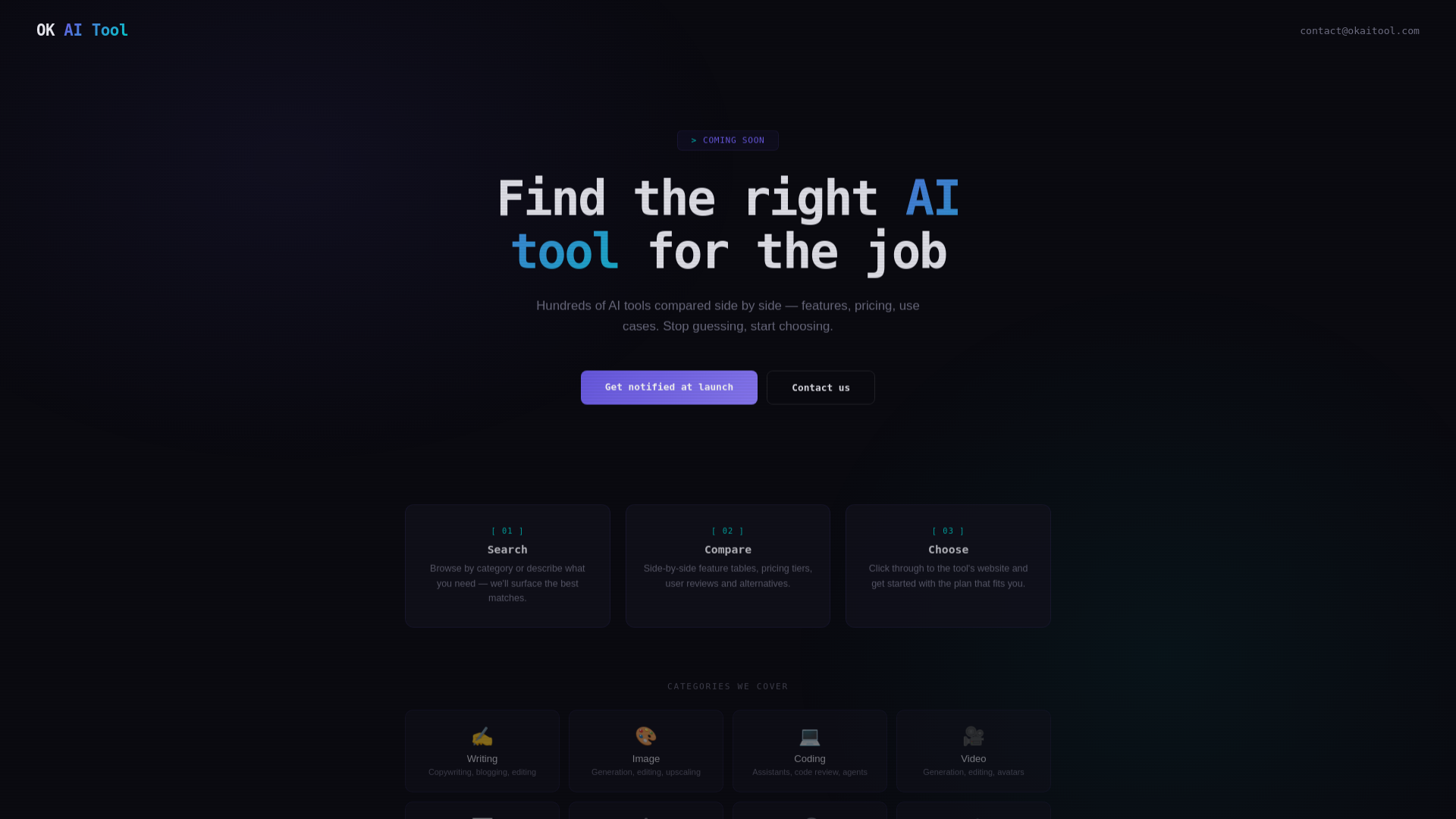 website screenshot of https://okaitool.com/
