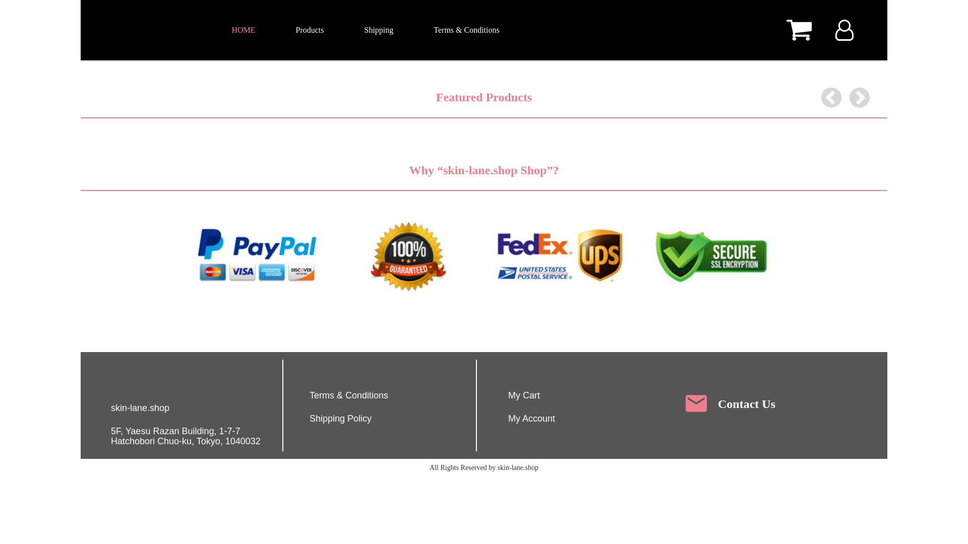 website screenshot of https://skin-lane.shop/