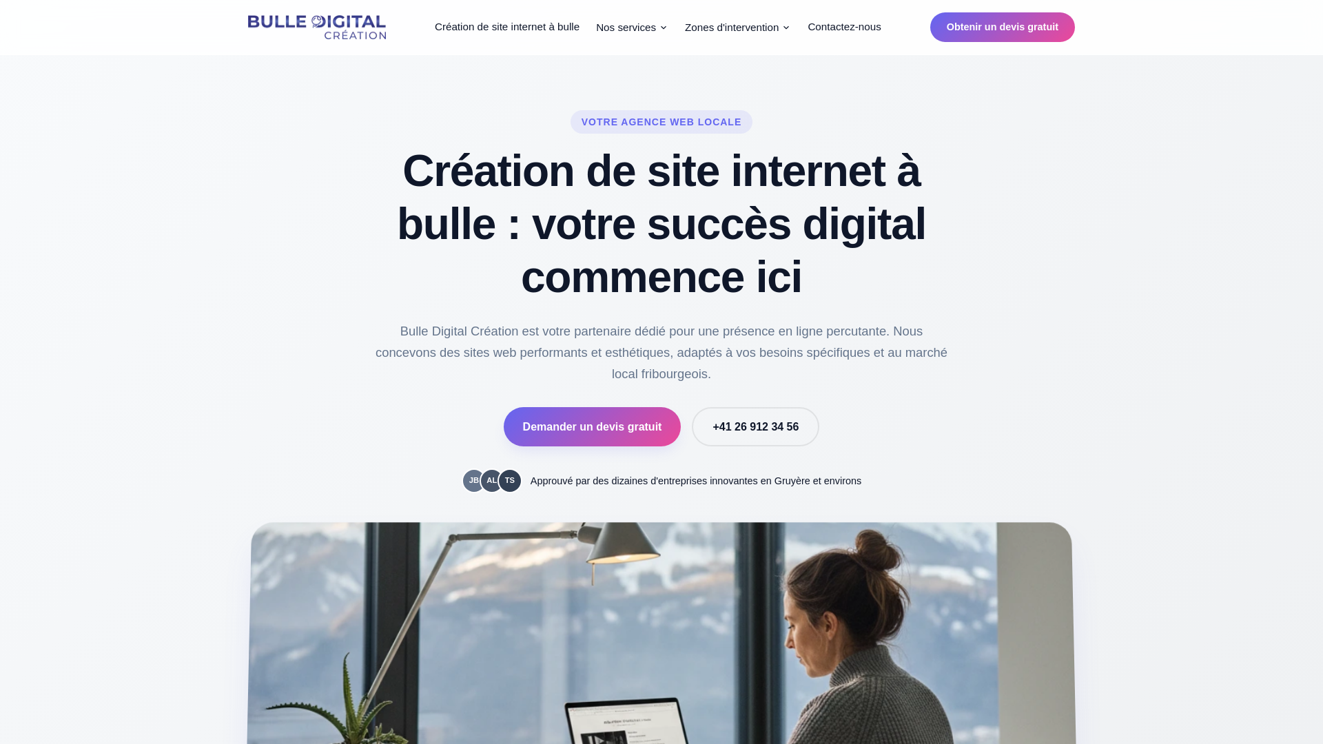 website screenshot of https://creationsiteinternetbulle.ch/