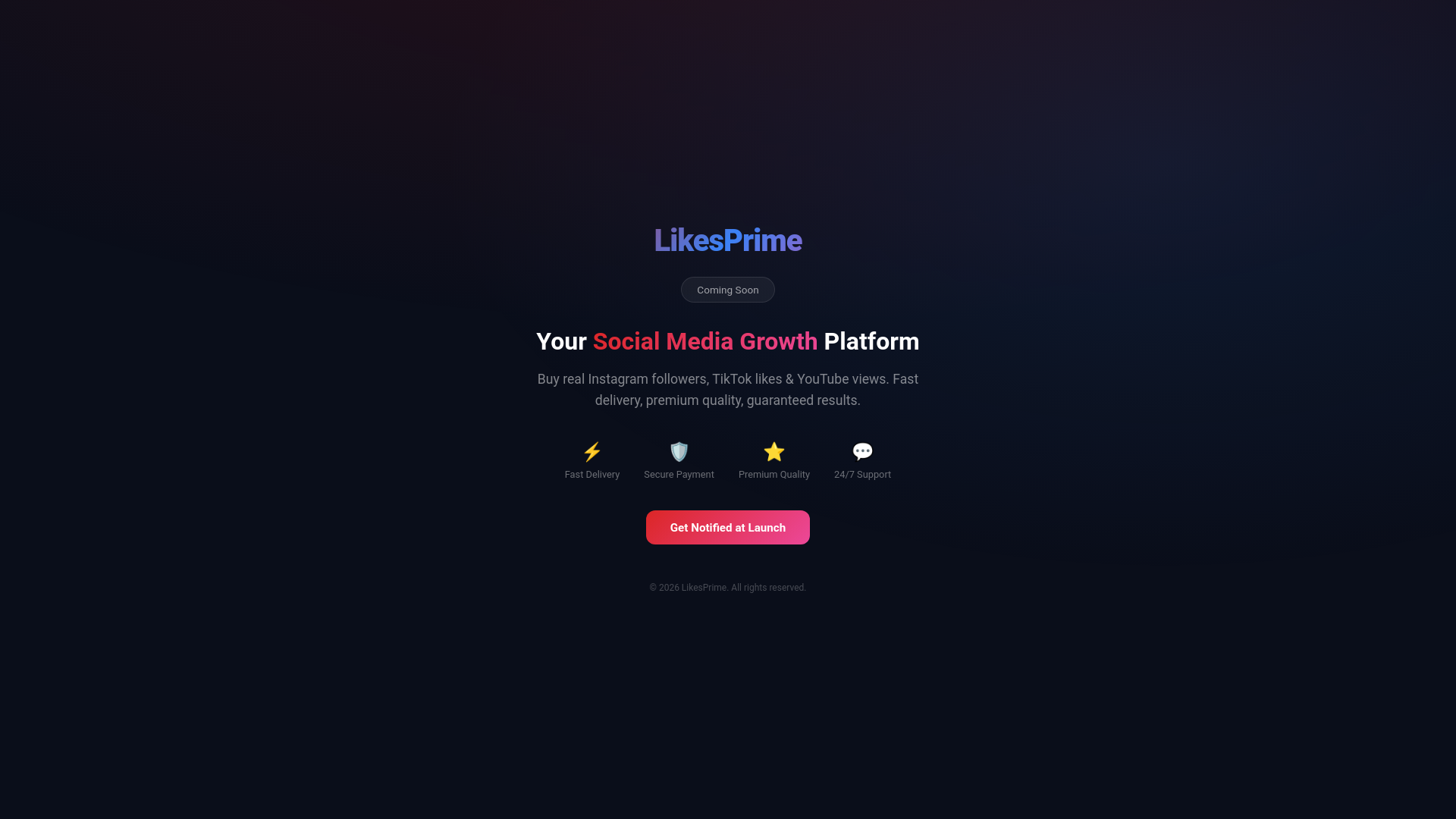 website screenshot of https://likesprime-coming-soon.pages.dev/