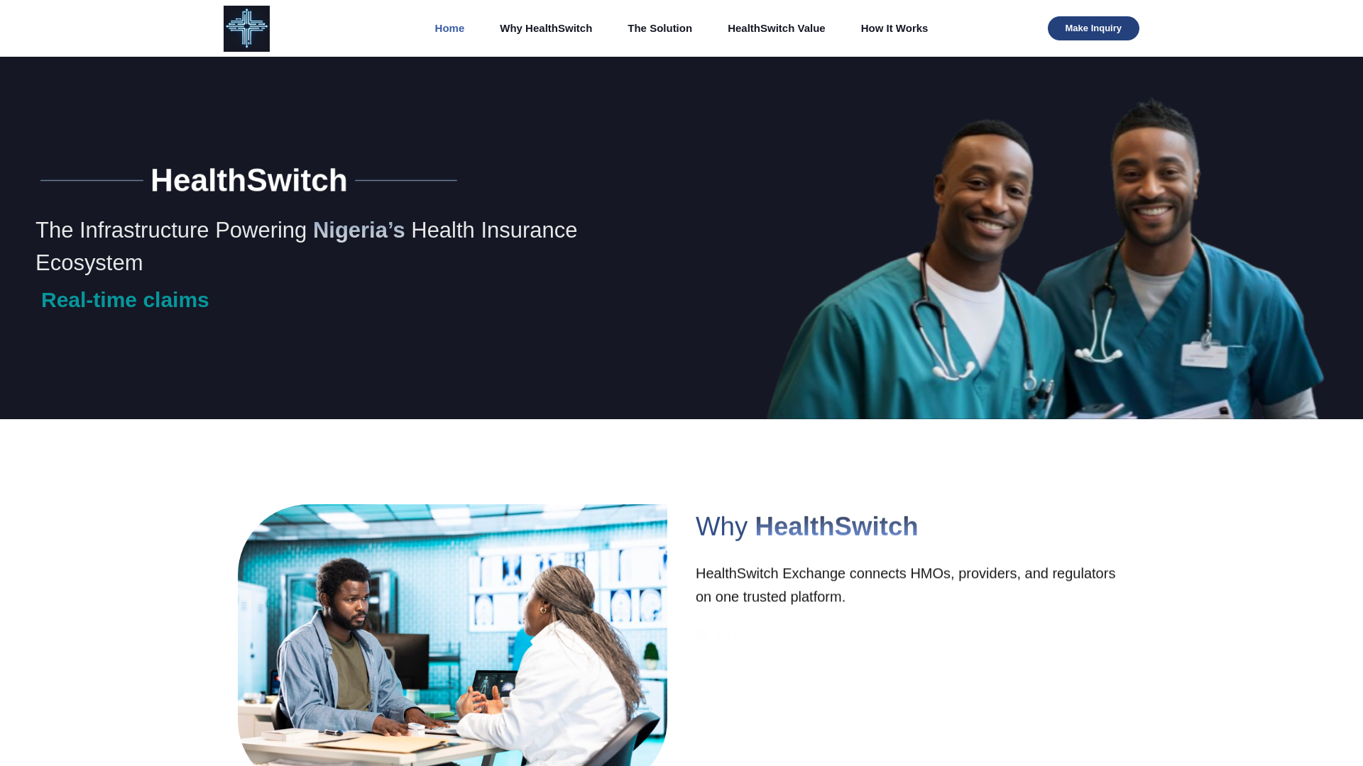 website screenshot of https://healthswitch.africa