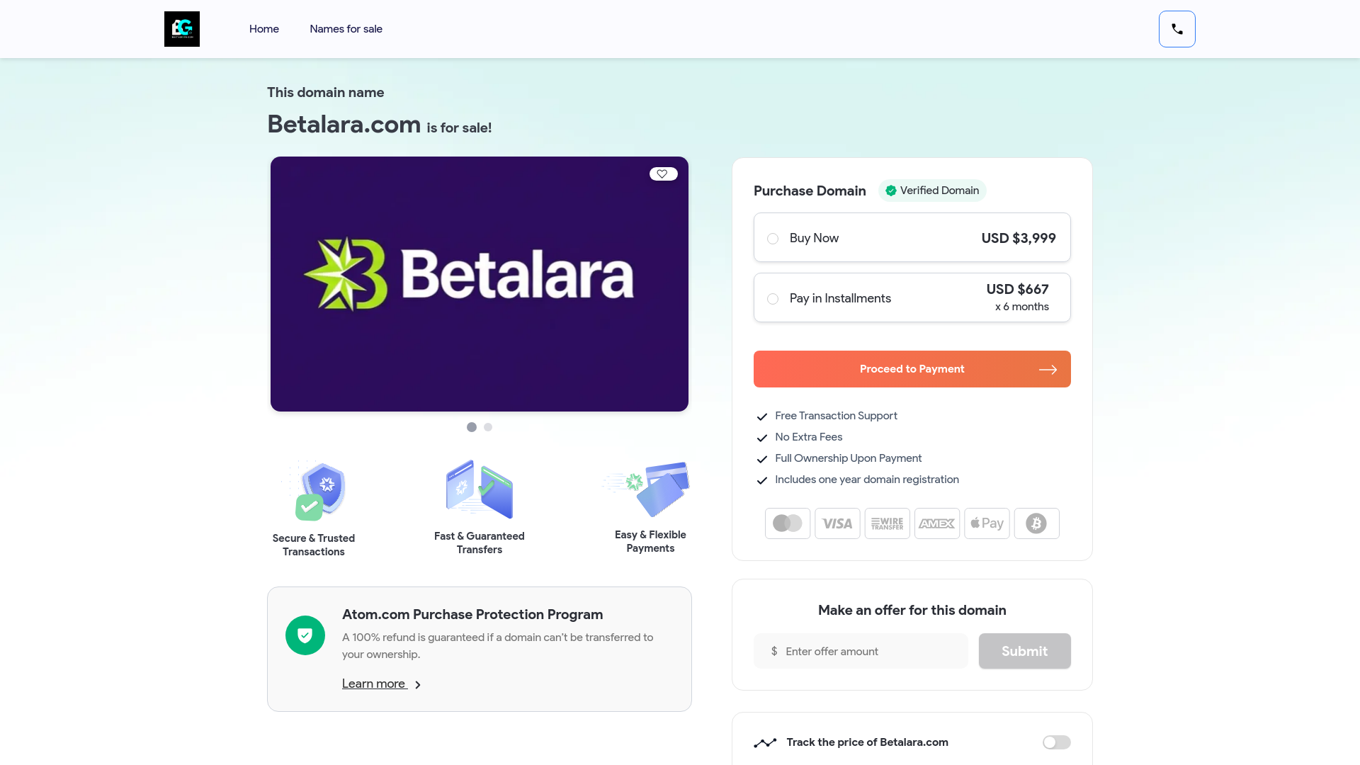 website screenshot of https://betalara.com/