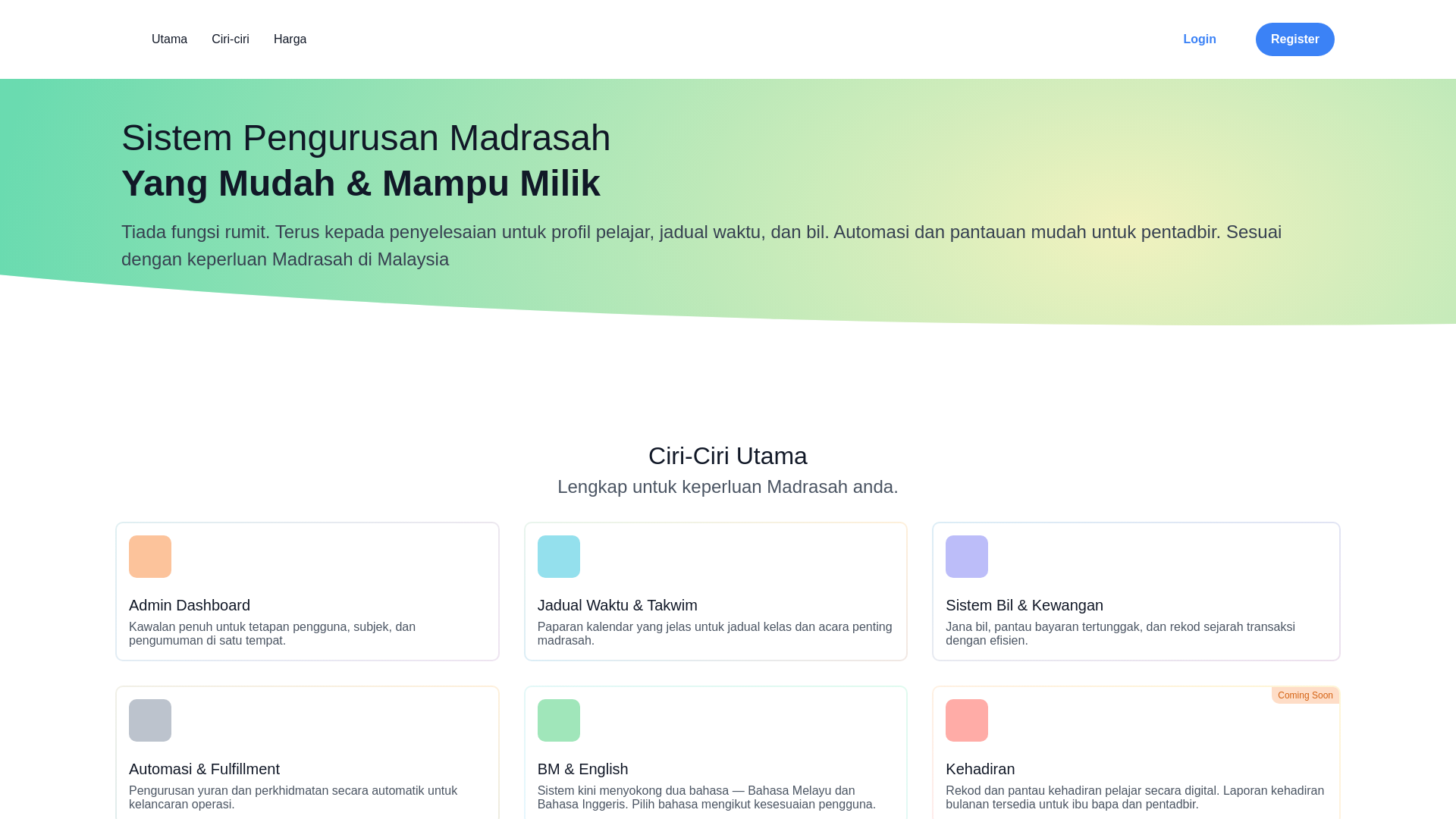 website screenshot of https://mymadrasahsystem.com