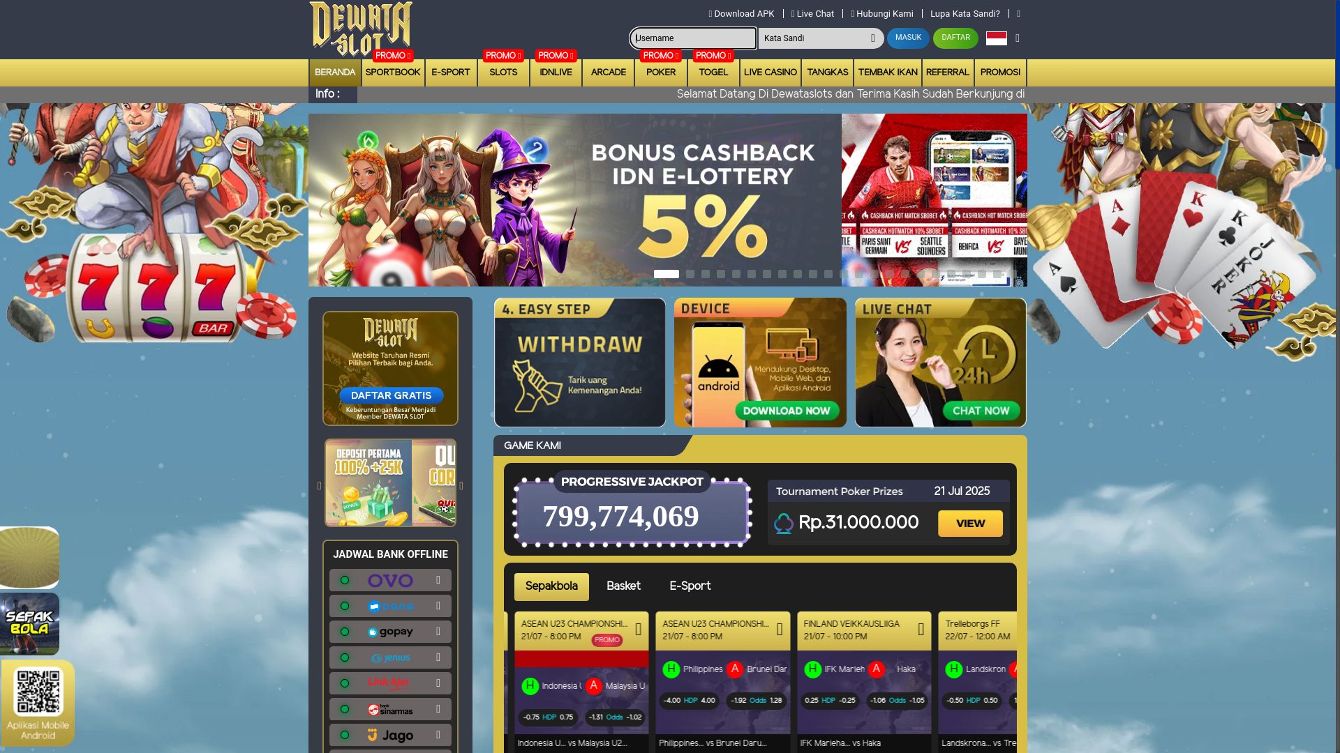 website screenshot of https://dewataslotbet69.org/