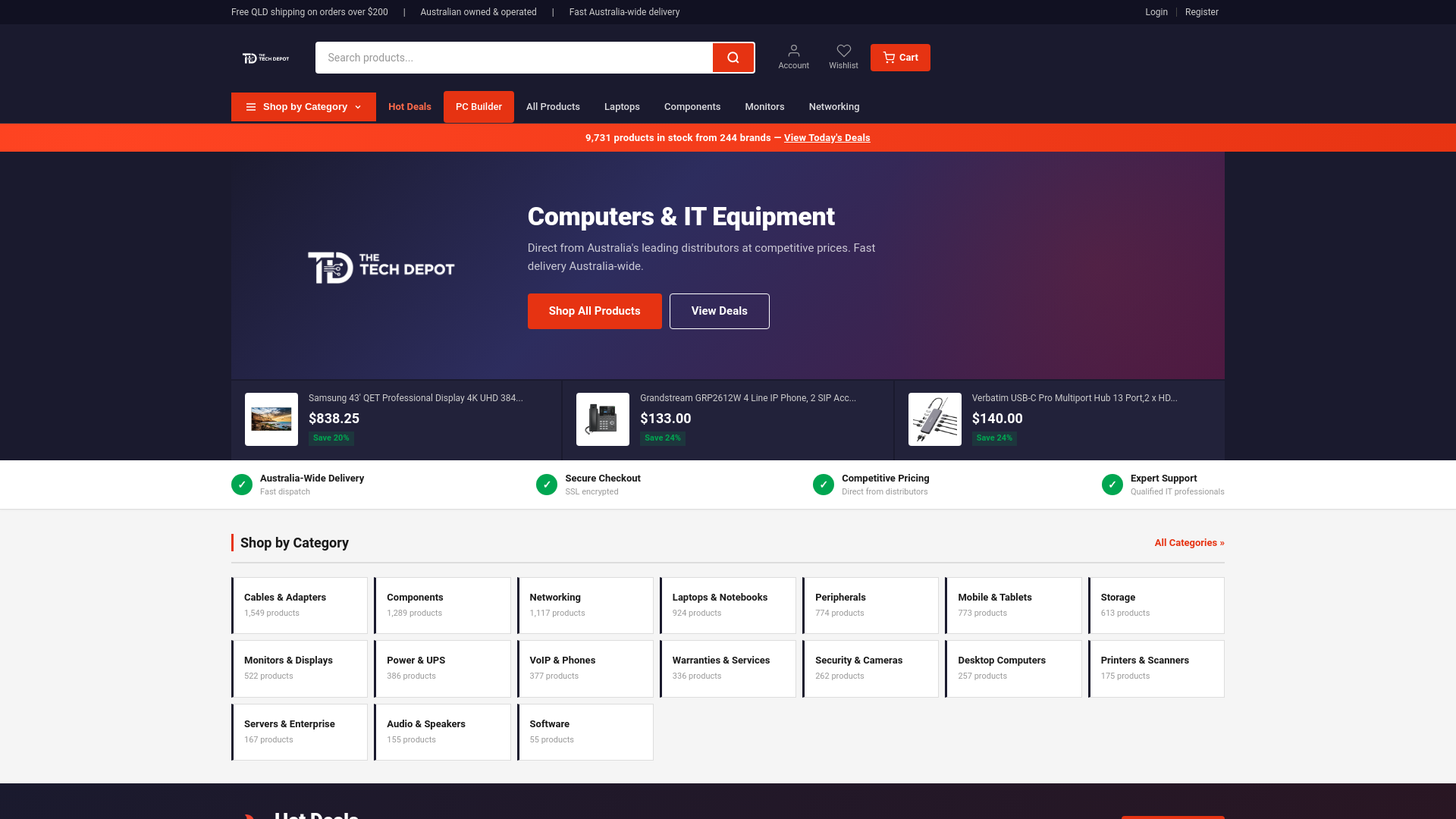 website screenshot of https://thetechdepot.com.au