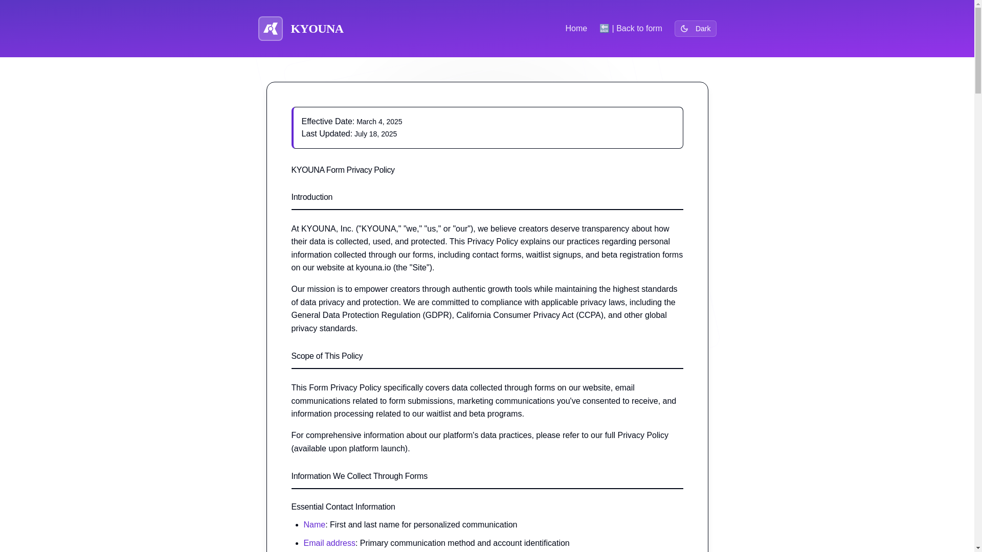 website screenshot of https://kyouna-io-privacy-policy.pages.dev/