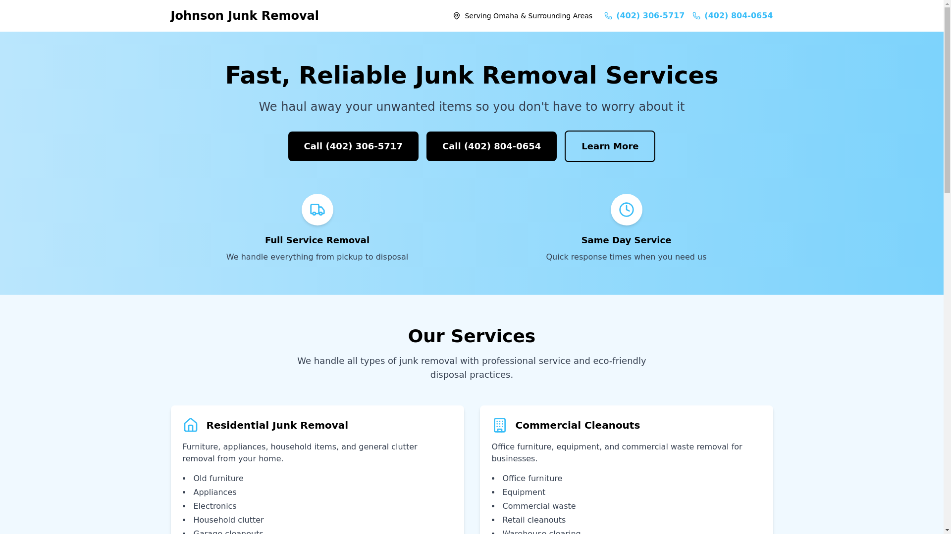 website screenshot of https://johnsonjunk.com/