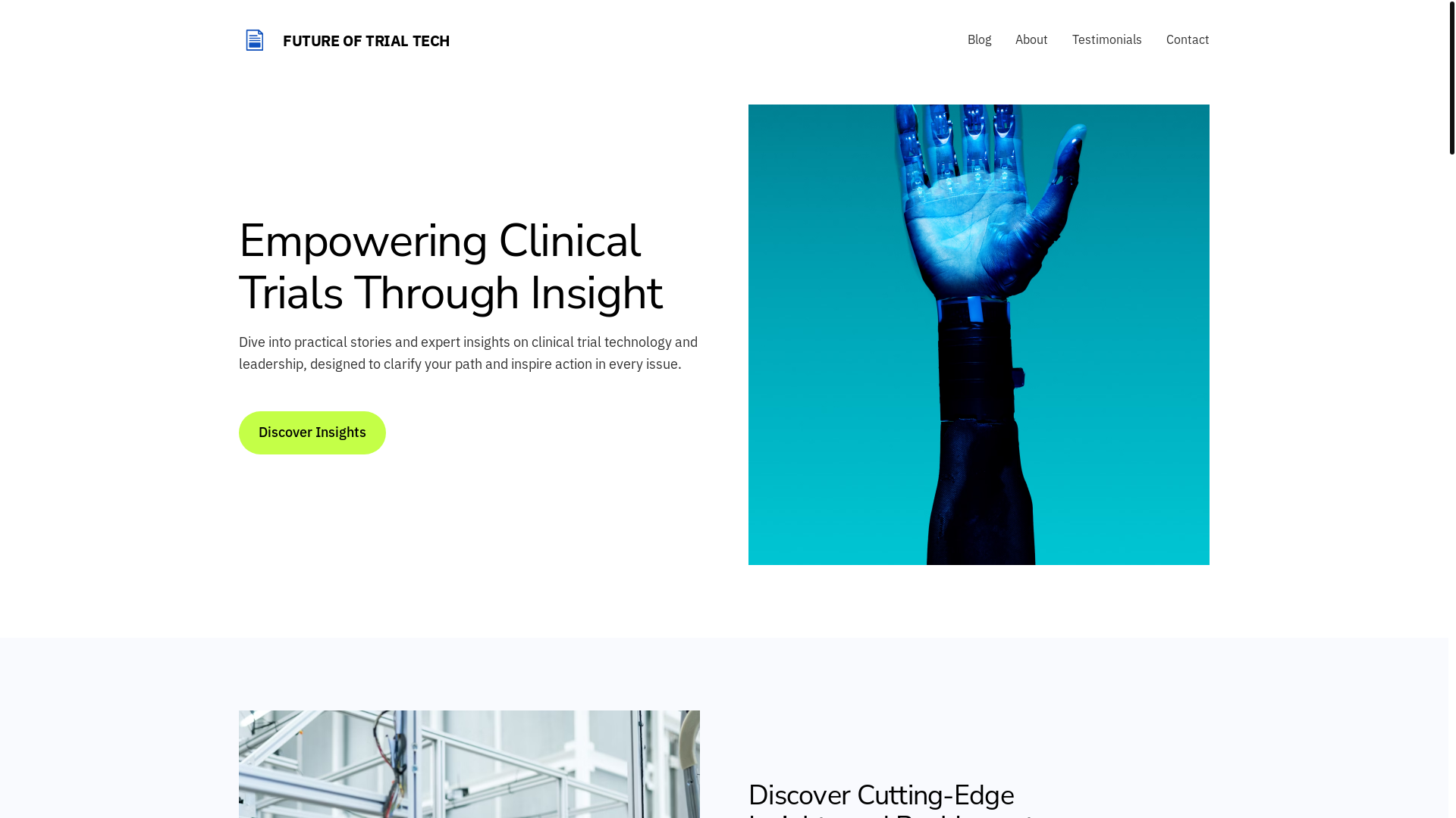 website screenshot of https://futureoftrialtech.com/
