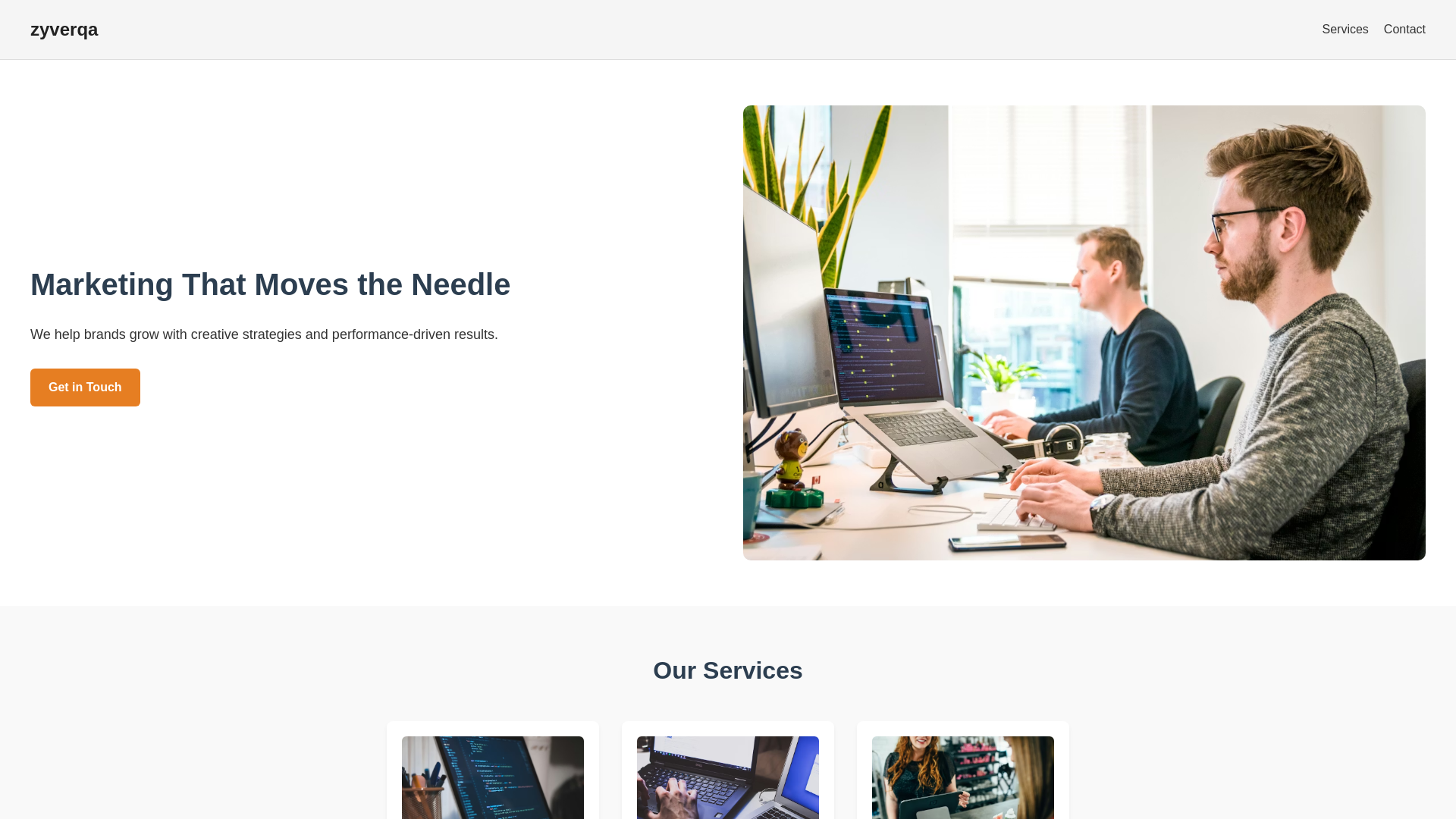 website screenshot of https://zyverqa.com/