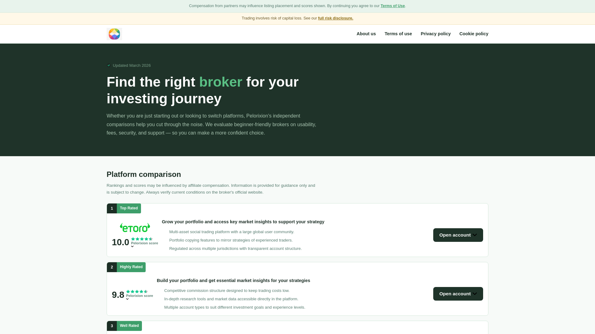 website screenshot of https://pelorixion.world/