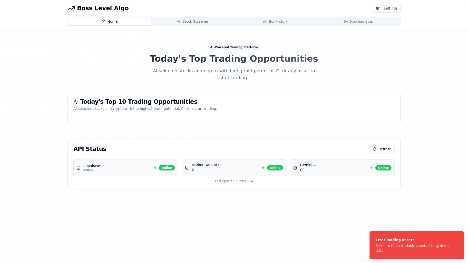 website screenshot of https://bosslevelalgo.com/