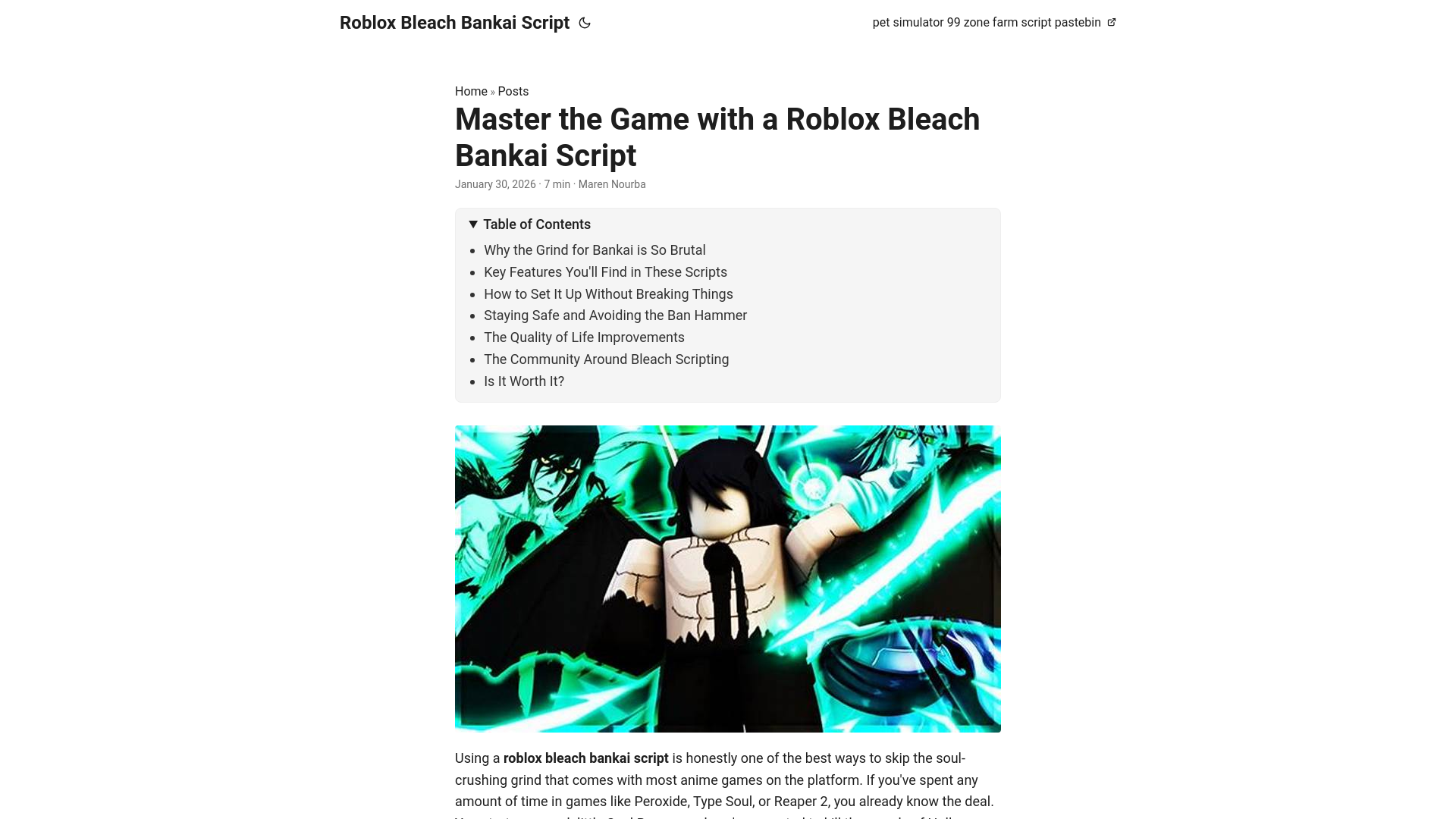website screenshot of https://roblox-bleach-bankai-script.pages.dev/