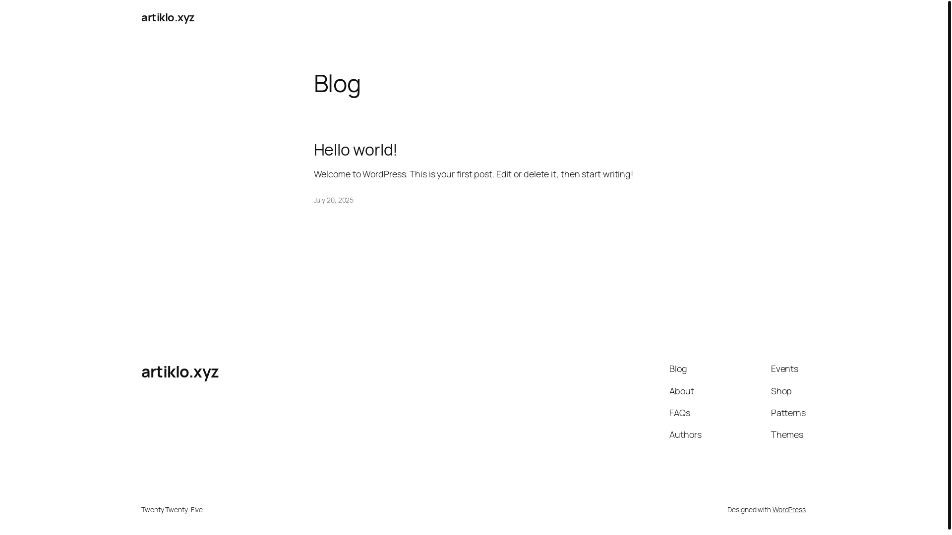 website screenshot of https://artiklo.xyz/