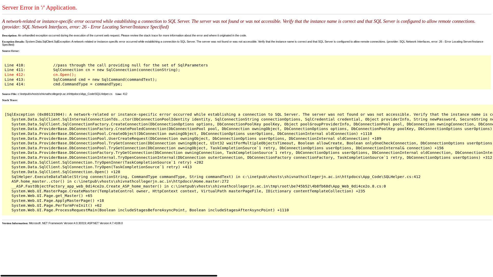 website screenshot of https://shivnathcollegerjn.ac.in/