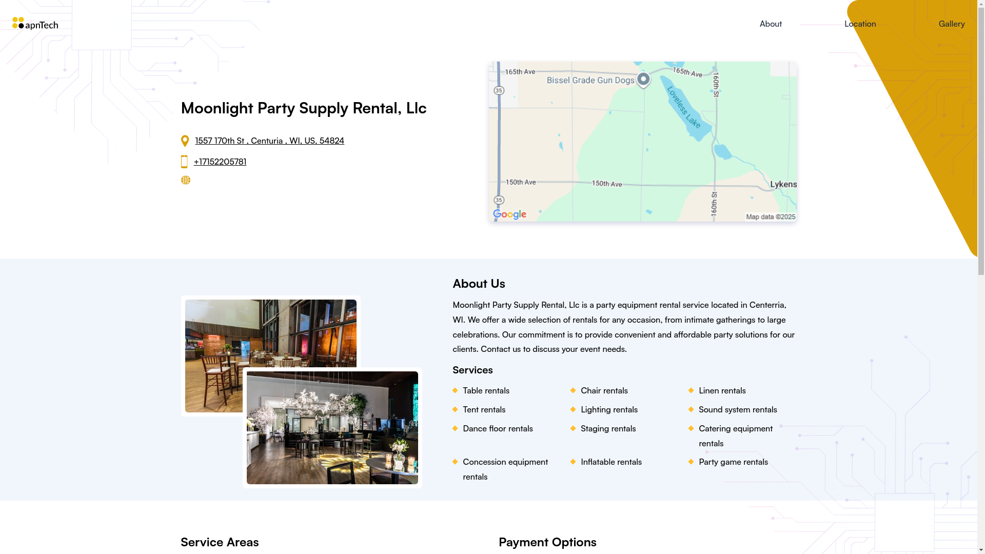 website screenshot of https://moonlightpartysupplyrentalllc.online/