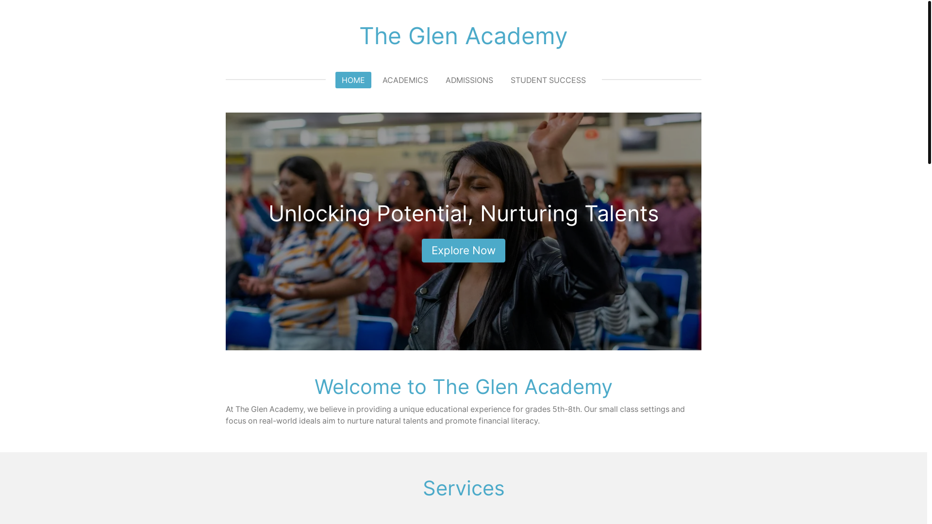 website screenshot of https://the-glen-academy.com/