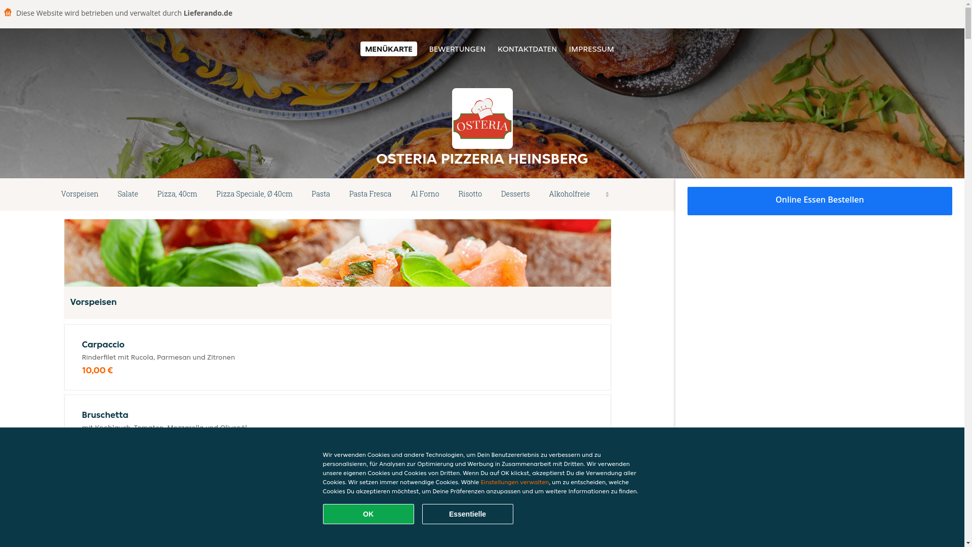 website screenshot of https://osteriapizzeria-heinsberg.de/